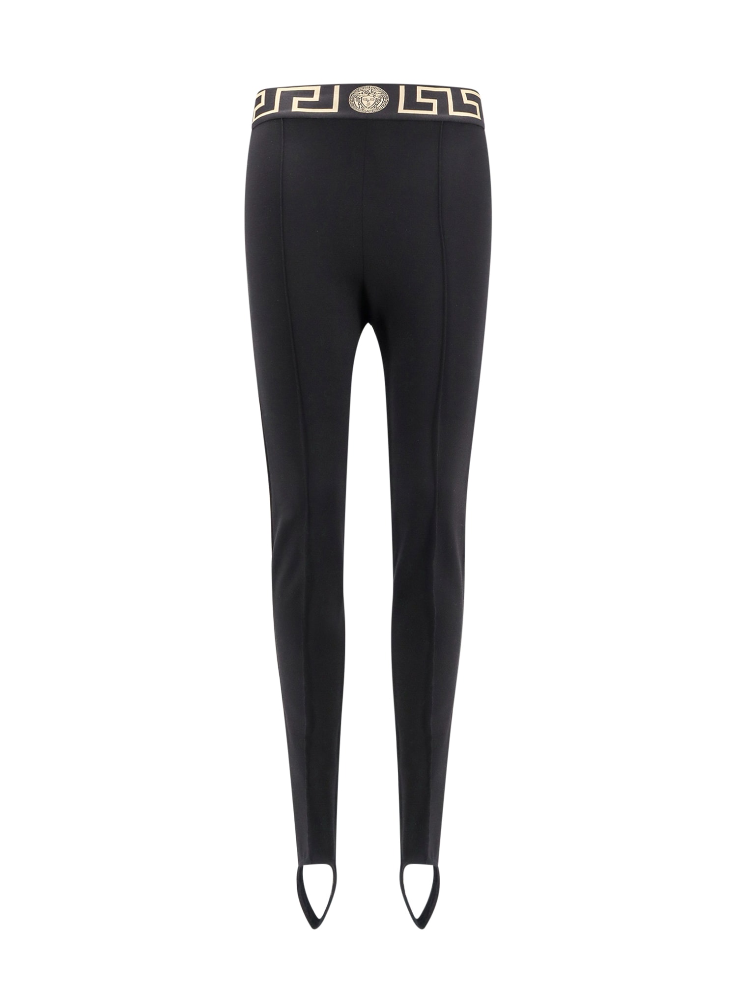 Shop Versace Leggings In Nero