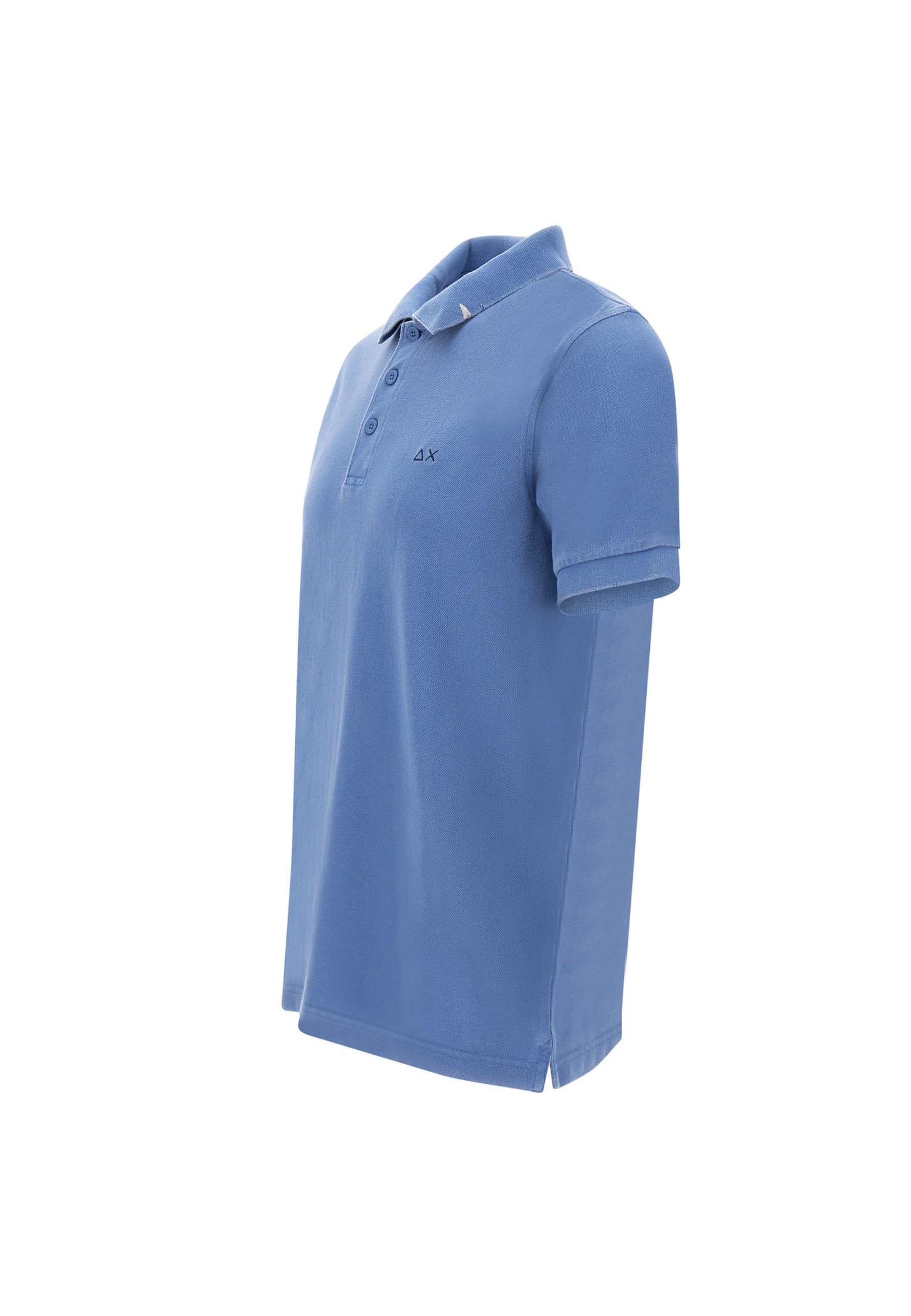 Shop Sun 68 Solid Cotton Polo Shirt In Blue