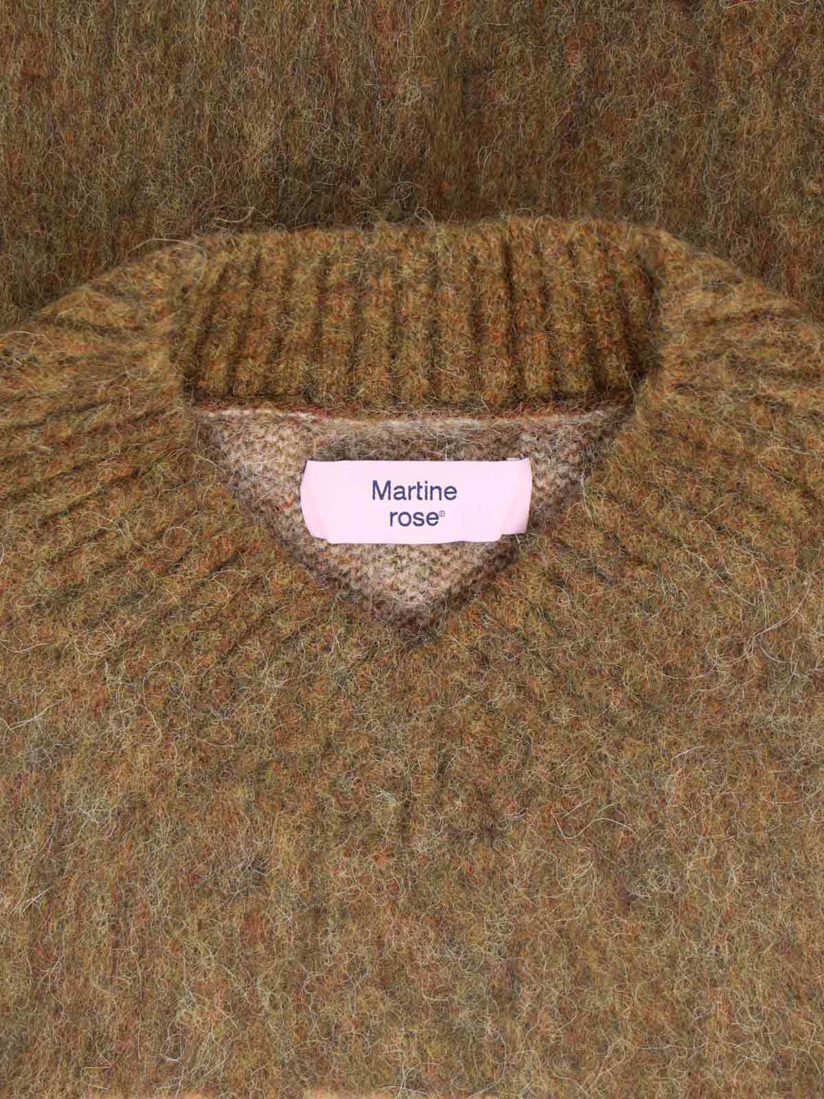 Martine Rose Mohair Sweater With V-neck And Bold Logo In Brown