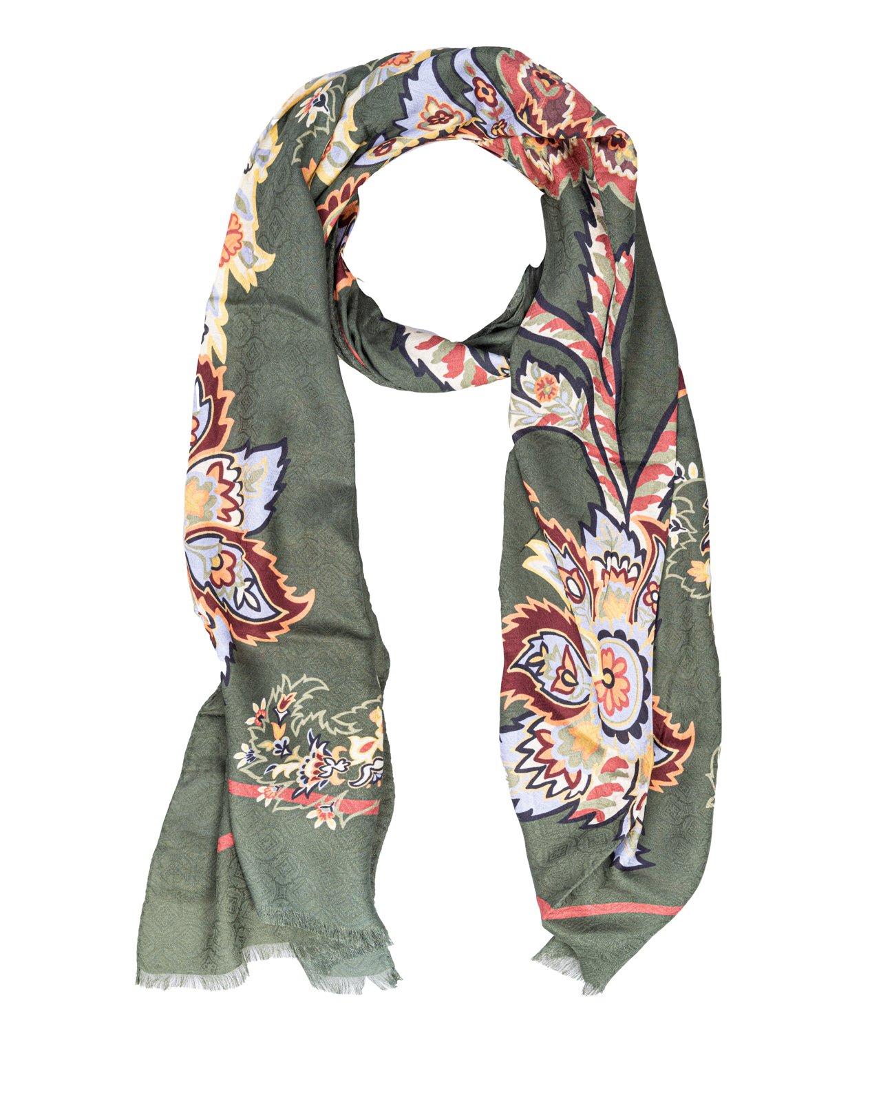 Shop Etro Printed Jacquard Scarf In Green