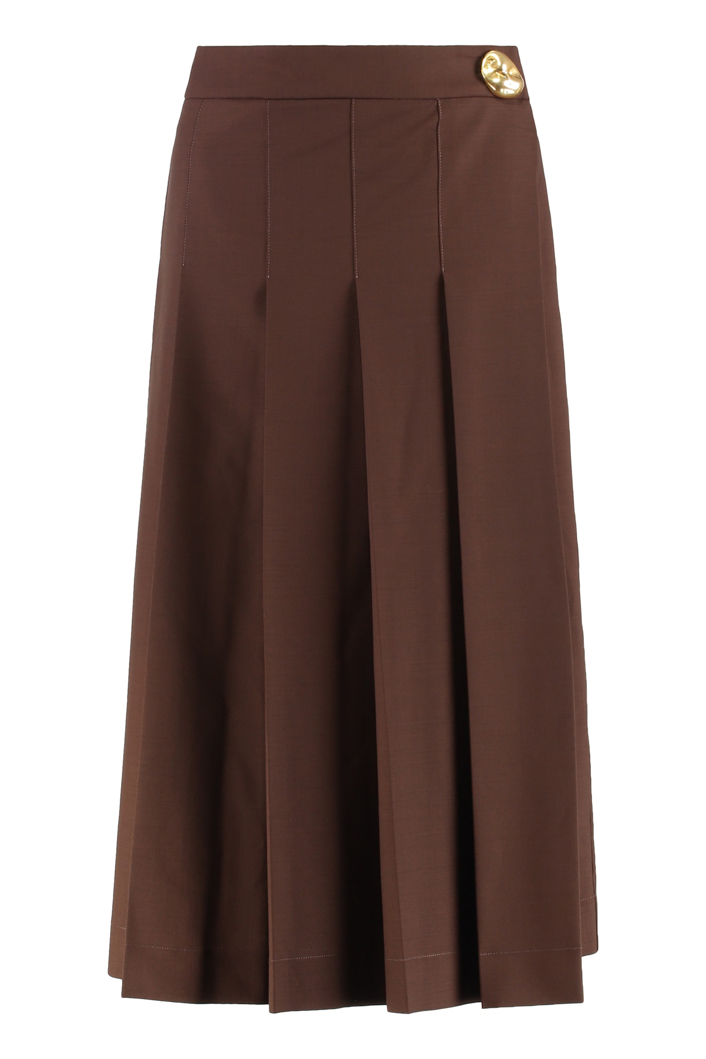 Fabiana Filippi Bistretch Wool Pleated Wrap Skirt In Brown