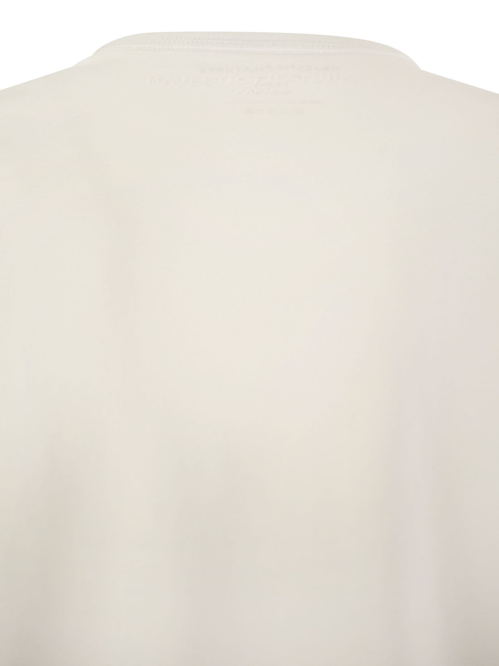 Shop Majestic Crew-neck Cotton T-shirt In White