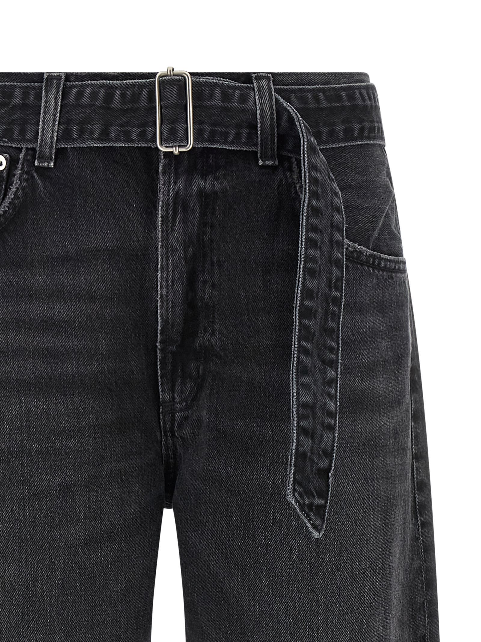Agolde Tapered Cuffed Jeans Belted Waist In Black