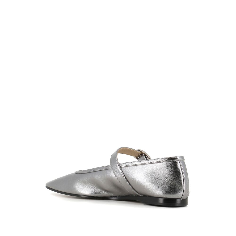 Le Monde Beryl Leather Ballet Flats In Silver