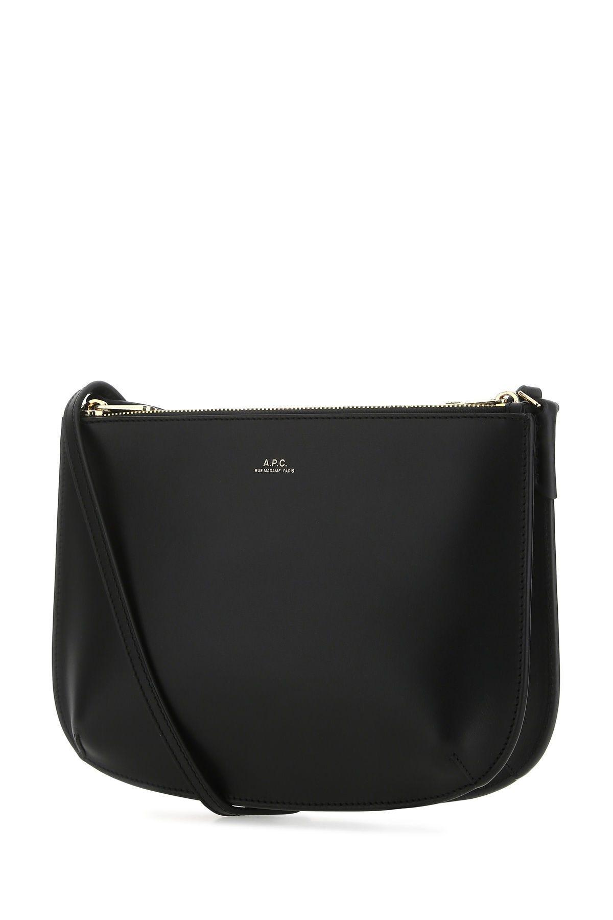 Shop Apc Black Leather Crossbody Bag