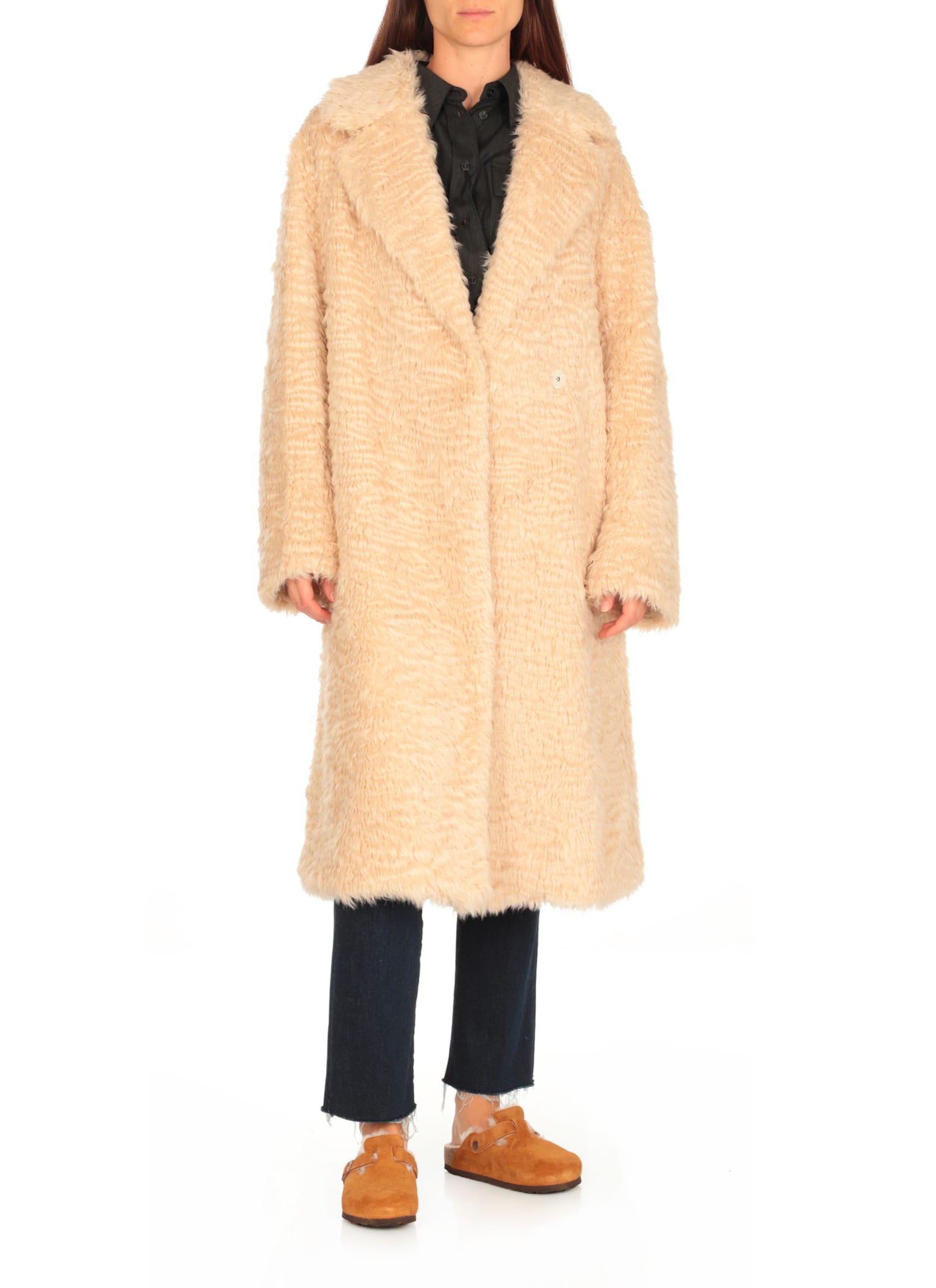 Birkenstock Buckled Shearling-lining Mules In Brown