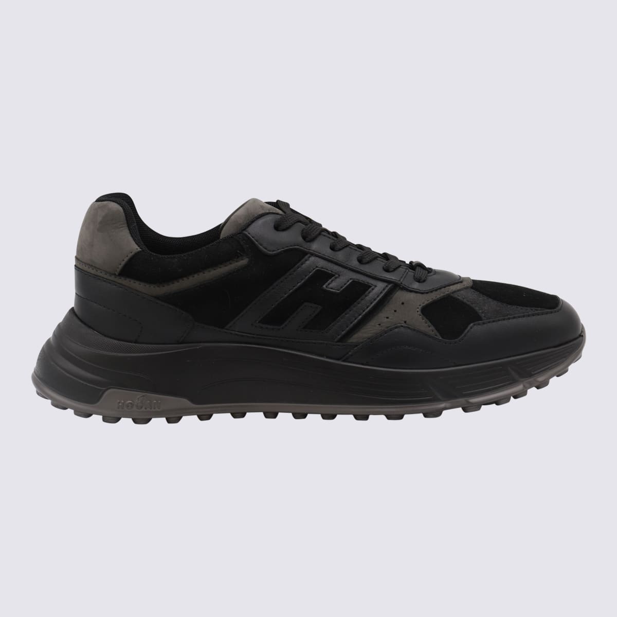 Shop Hogan Black Leather Sneakers