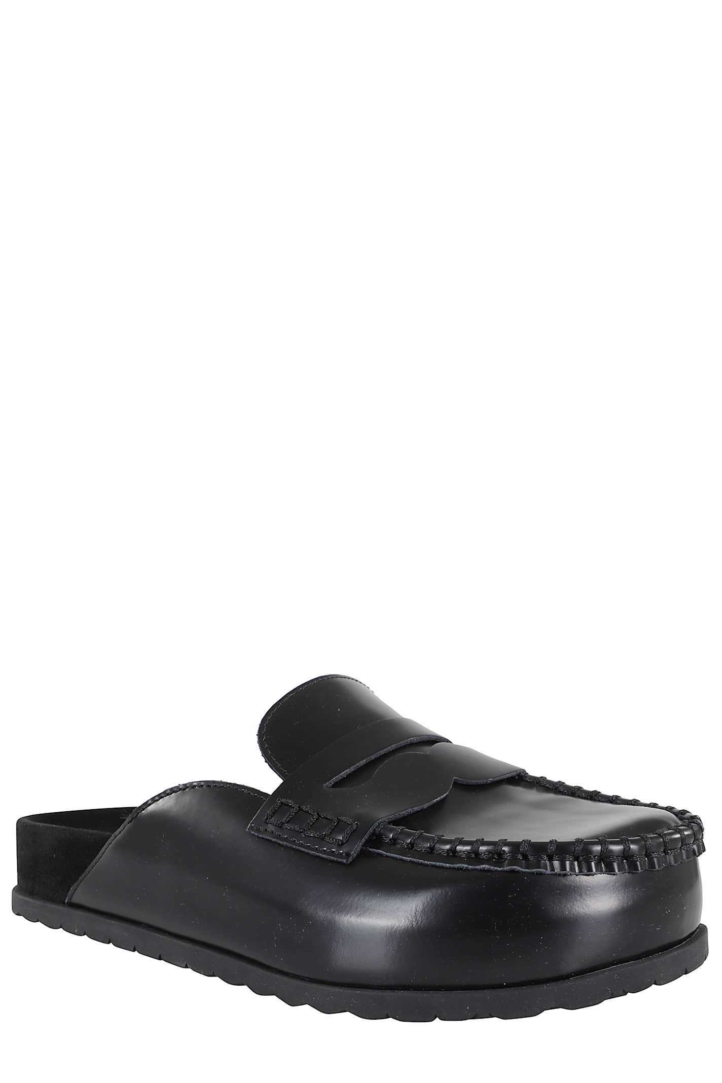 Ash Round Toe Mules In Black