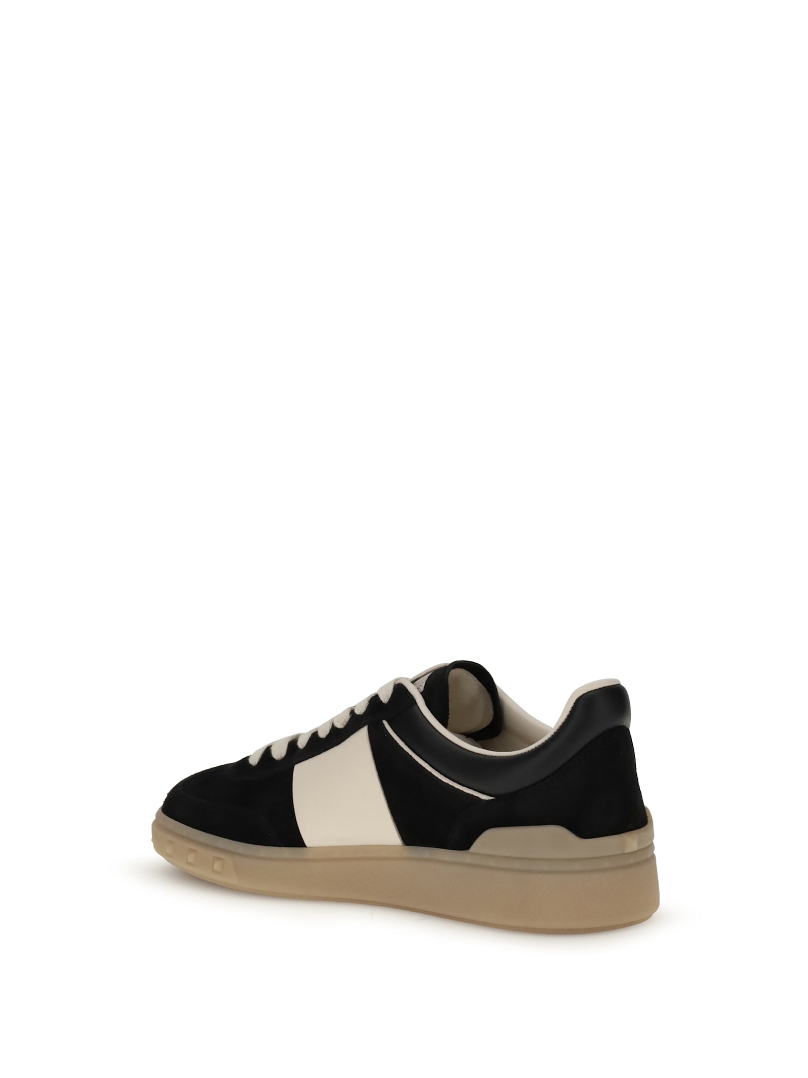 Valentino Lace-up Footwear Featuring Contrast Panel In Black