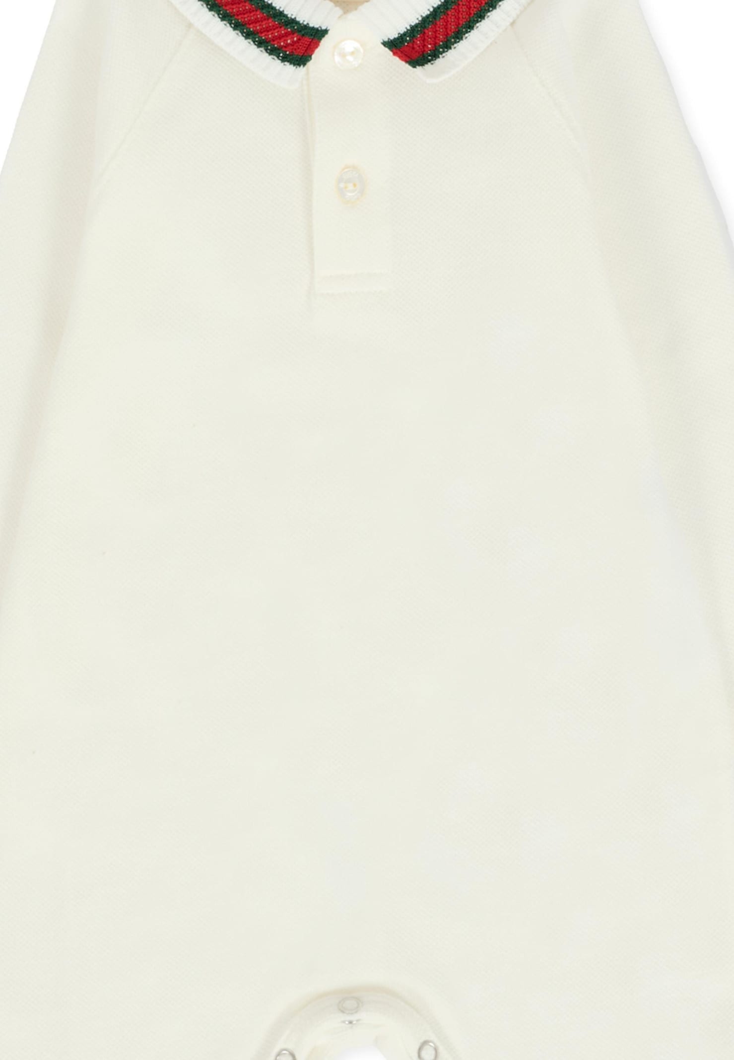 Gucci Ivory Babygrow For Babykids With Web Detail In White