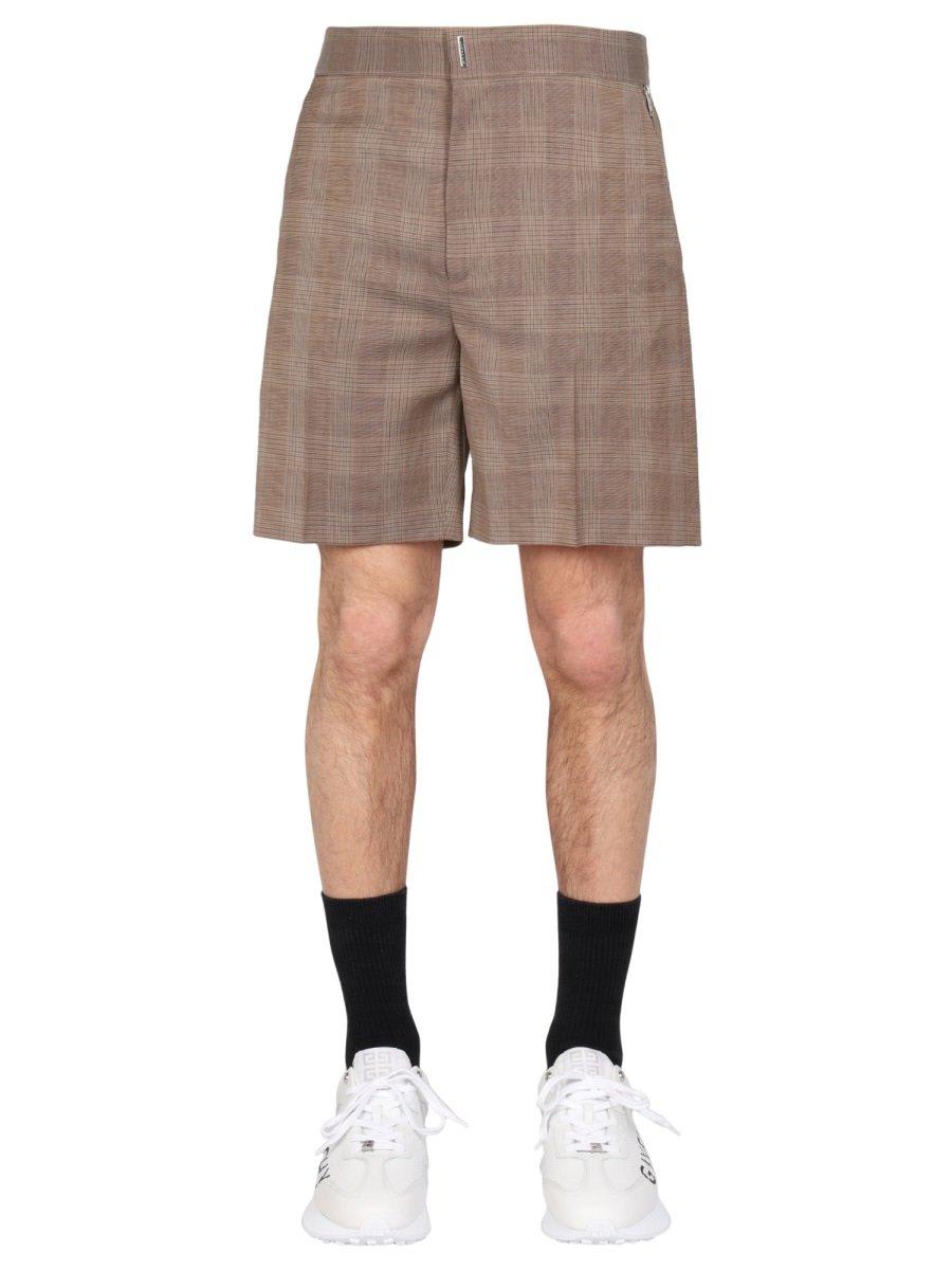 Shop Givenchy Prince Of Wales Pattern Bermuda Shorts In Beige