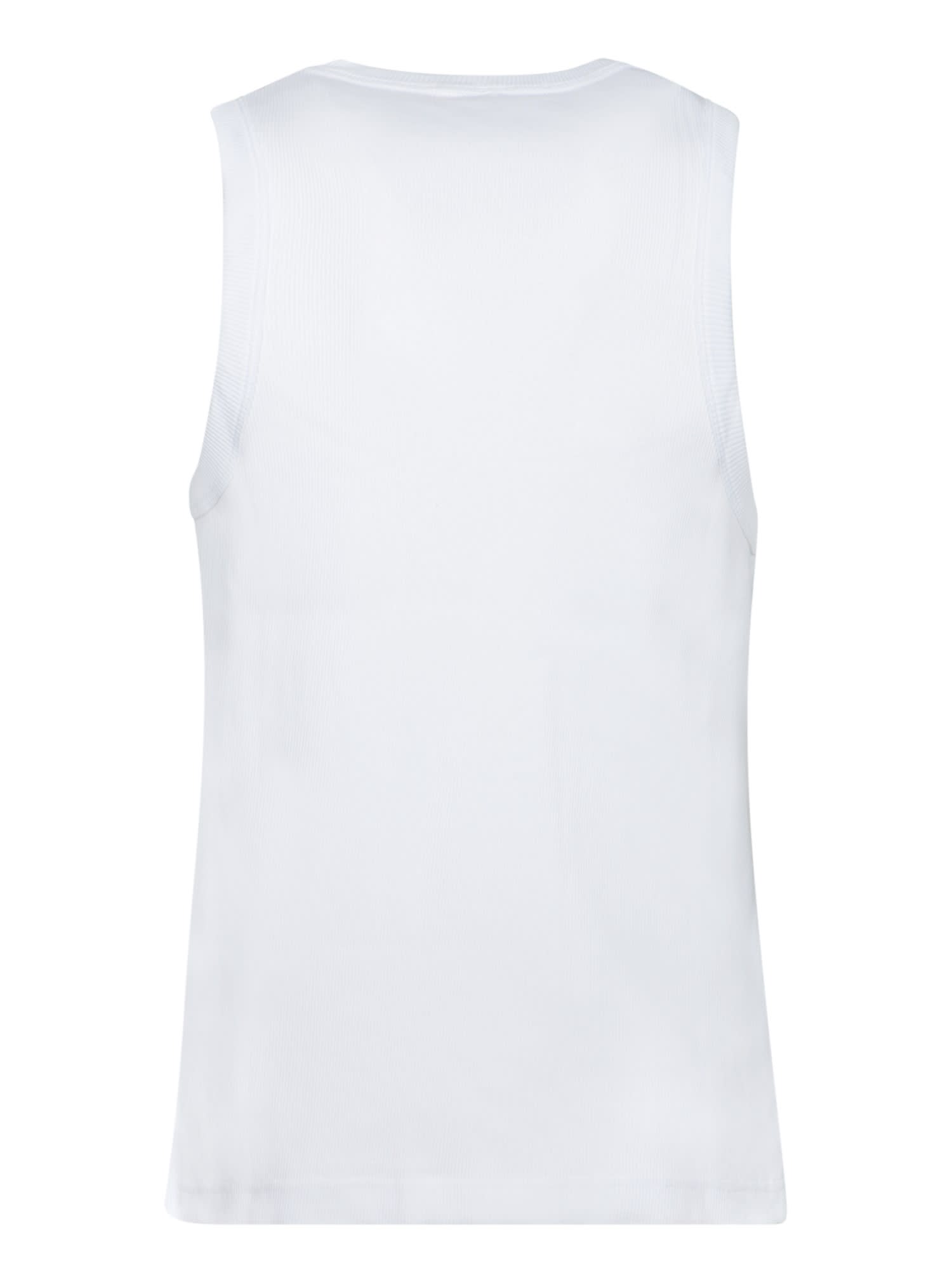 WALES BONNER WHITE RIBBED RECORD TANK TOP 