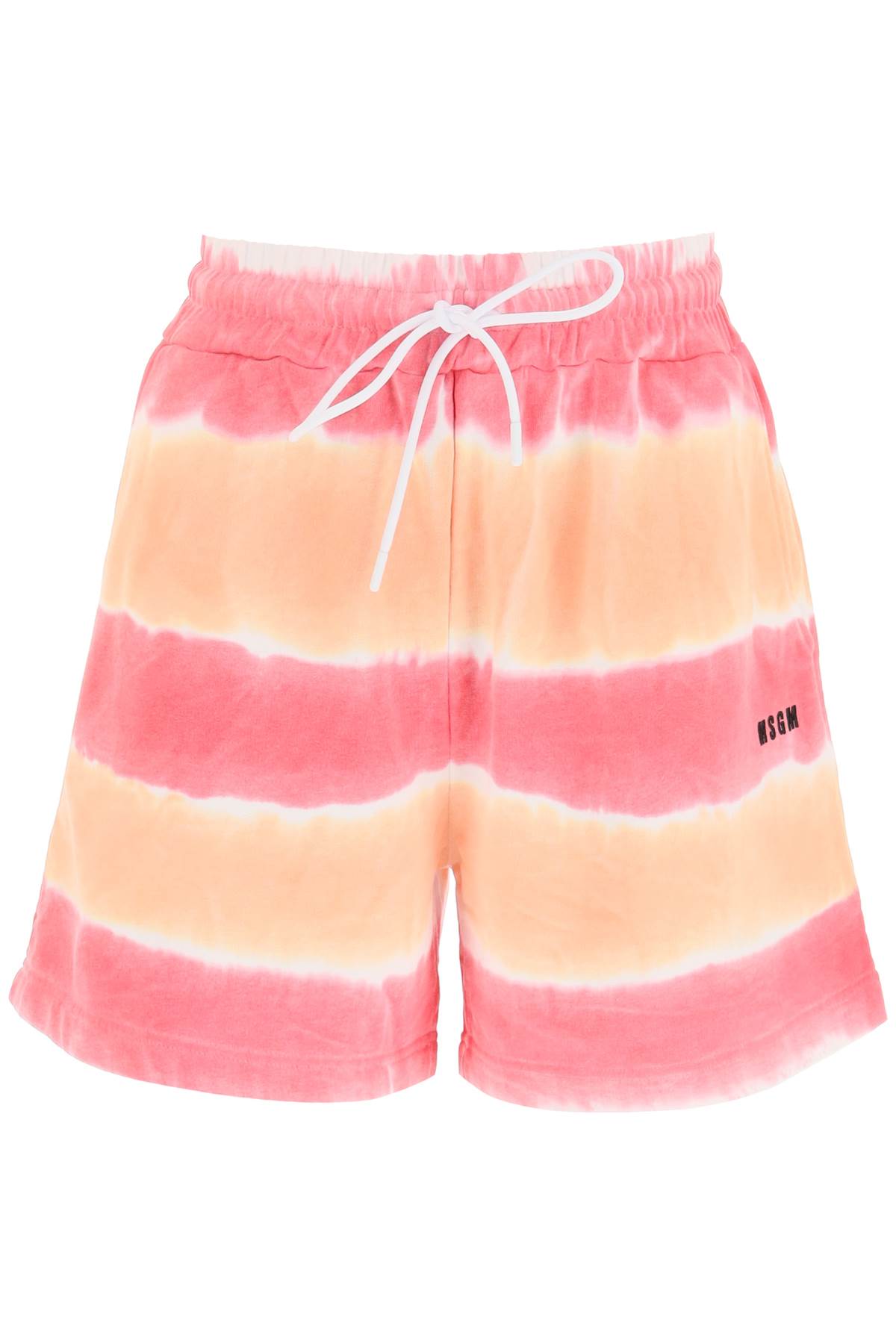 Shop Msgm Tie-dye Jersey Shorts In Pink Orange (orange)