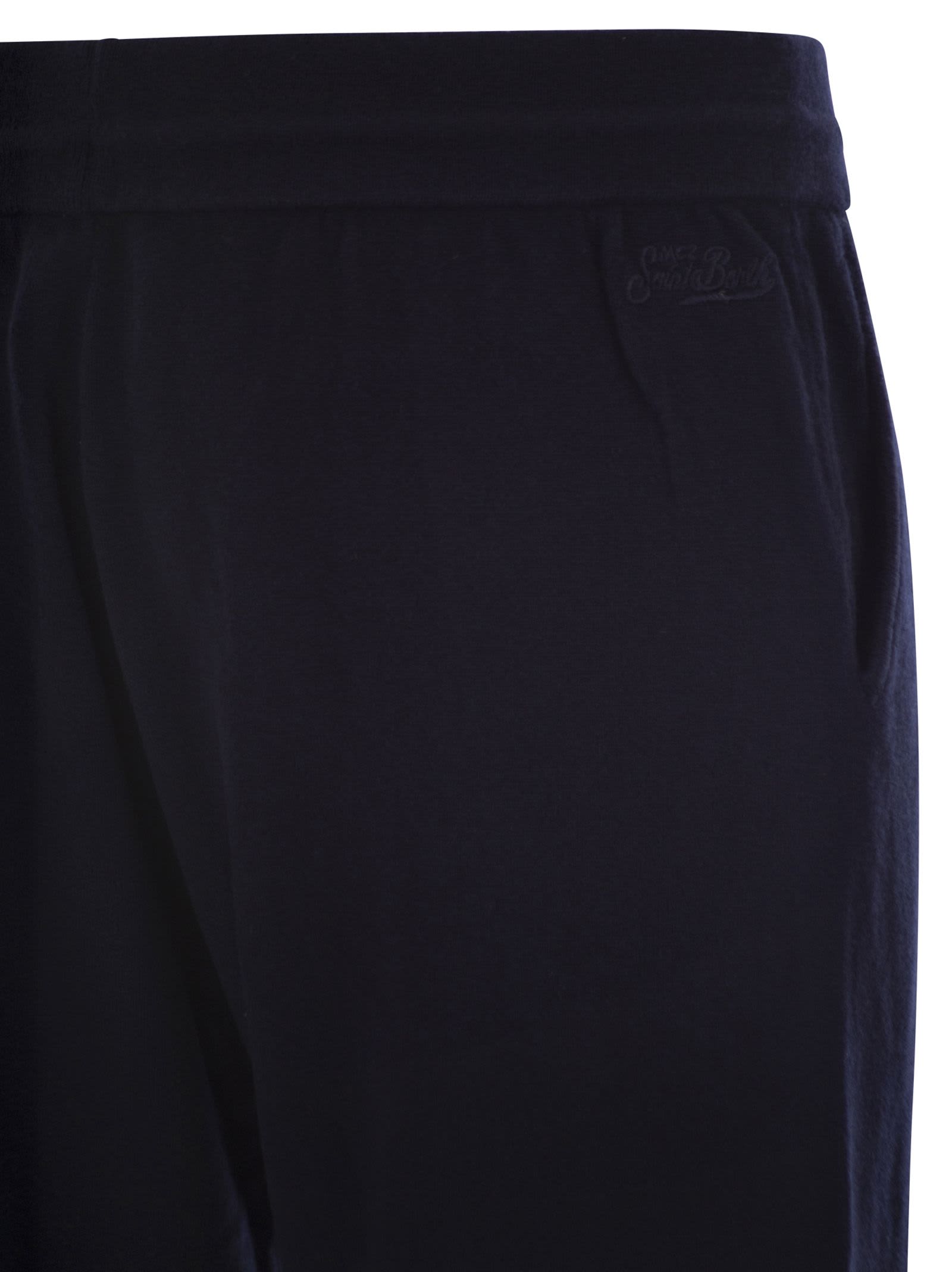 Mc2 Saint Barth Merino Wool Knitted Trousers In Blue