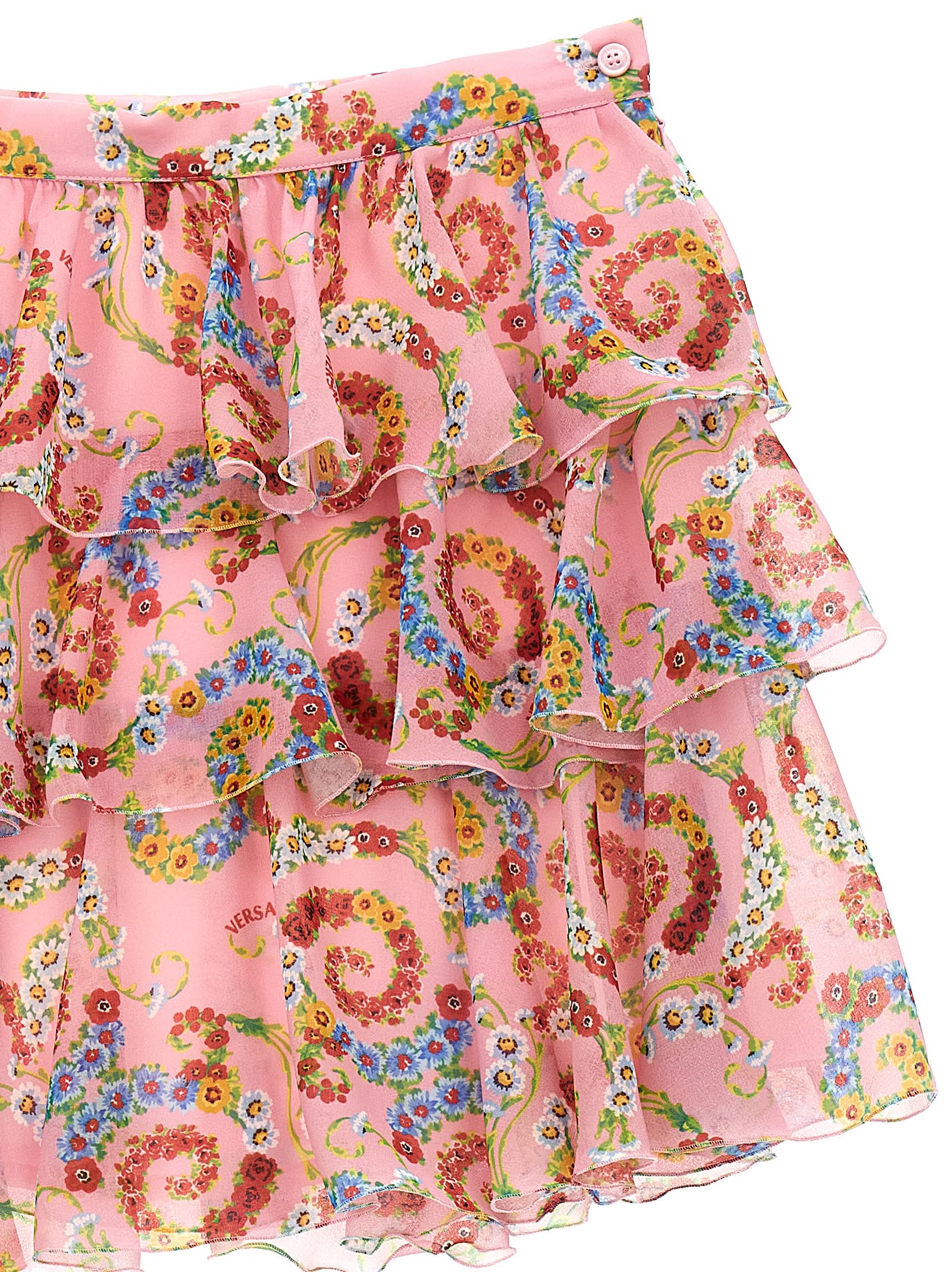 Versace Geo Poly Barocco Flower Skirt In Multicolor