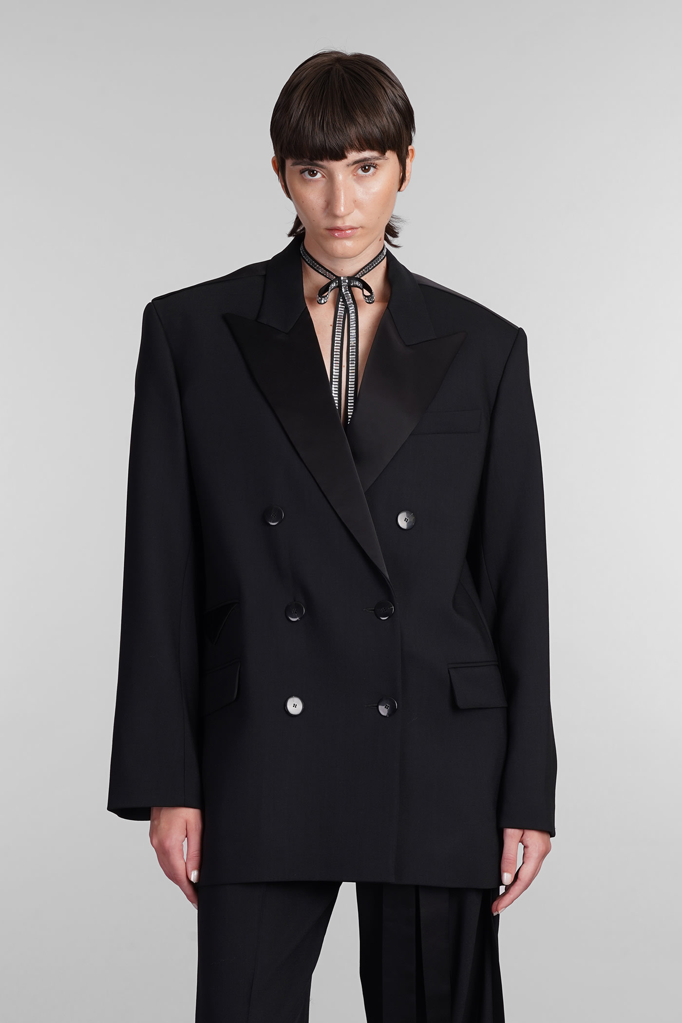 Shop David Koma Blazer In Black Wool