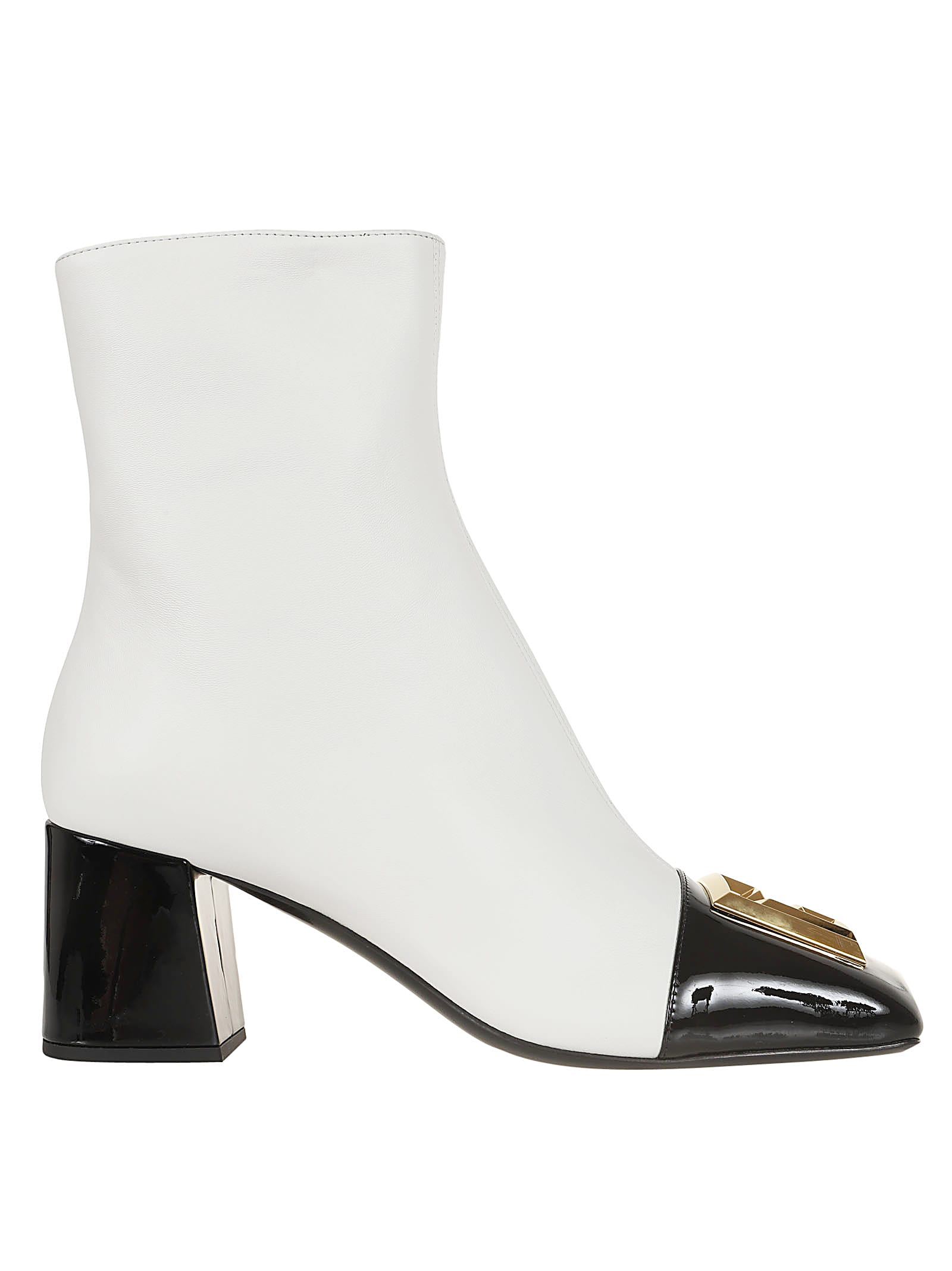 Shop Balmain Ankle Boot Edna Pb-lambskin&patent Lth In Eab Noir Blanc