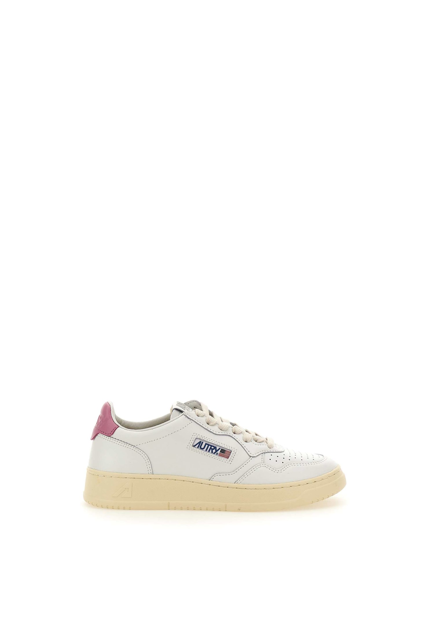 Autry Medalist Sneakers In Suede In White/pink
