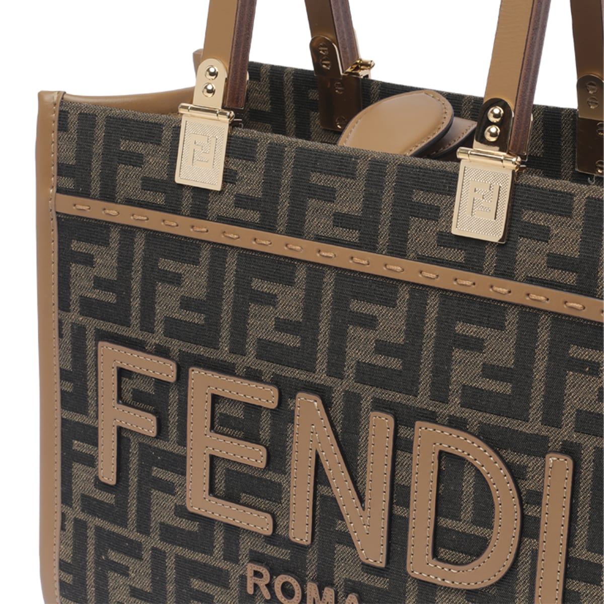 Shop Fendi Sunshine Handbag In Brown