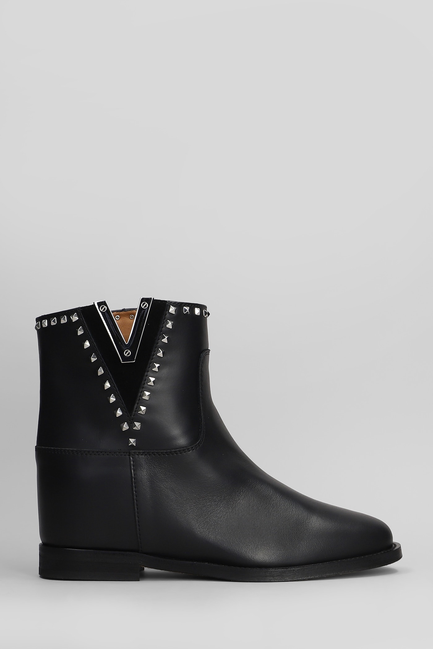 Ankle Boots Inside Wedge In Black Leather