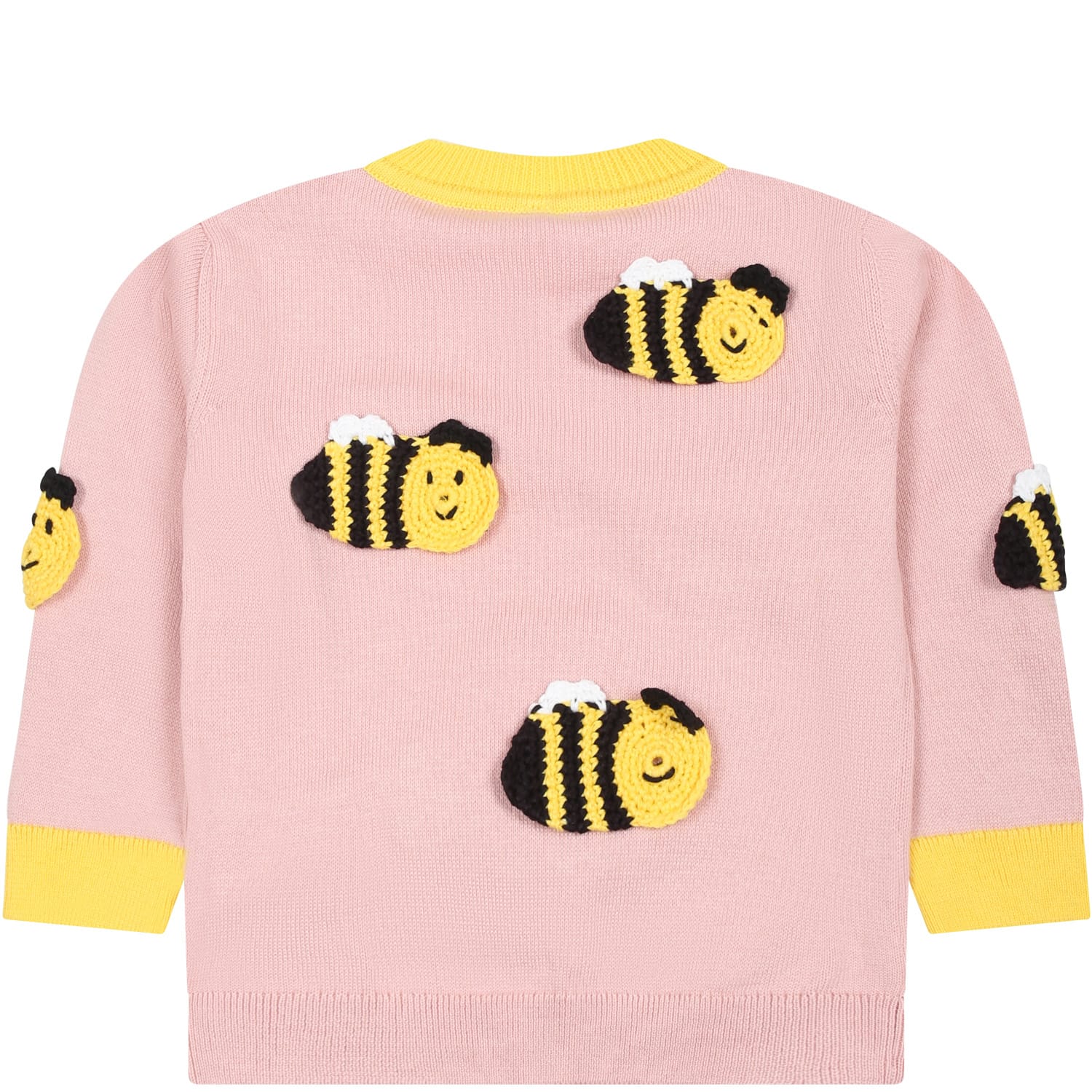 Shop Stella Mccartney Pink Sweater For Baby Girl With Bees