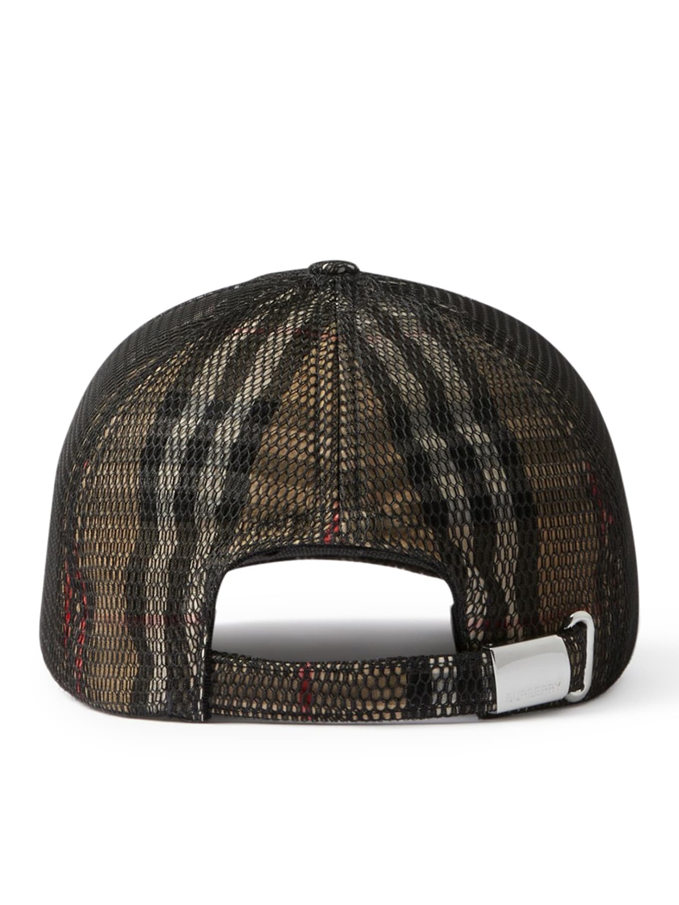 Burberry Baseball Cap With Check Pattern And Mesh Fabric In Beige