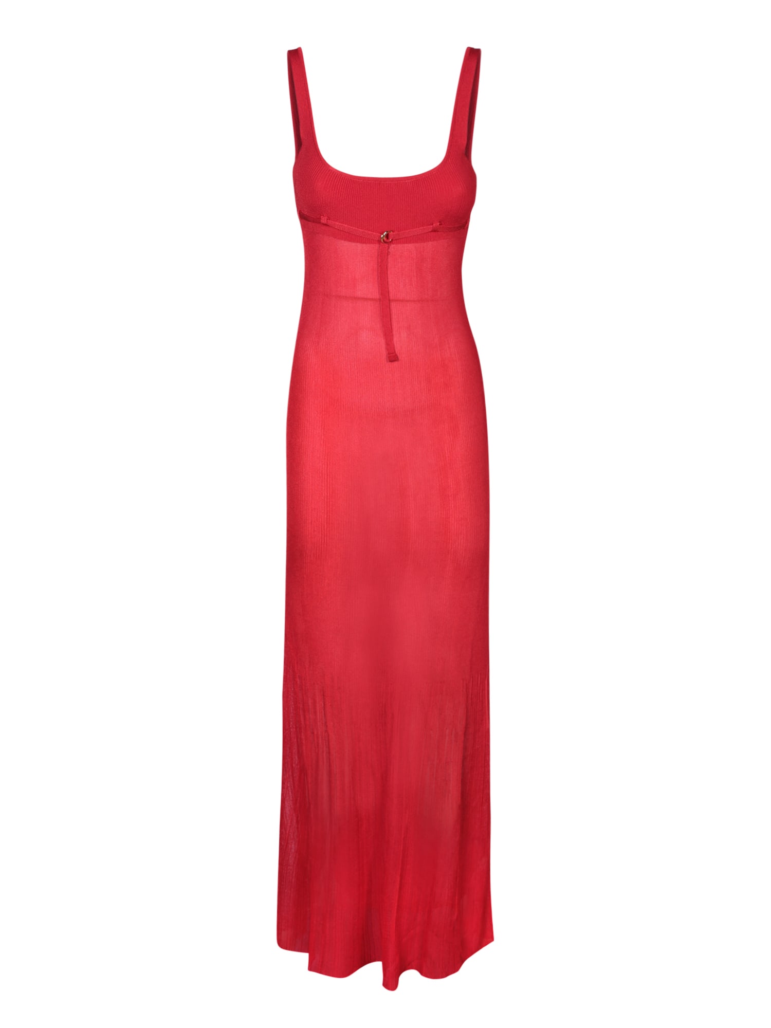 Jacquemus La Robe Maille Oranger Jersey Long Dress In Red