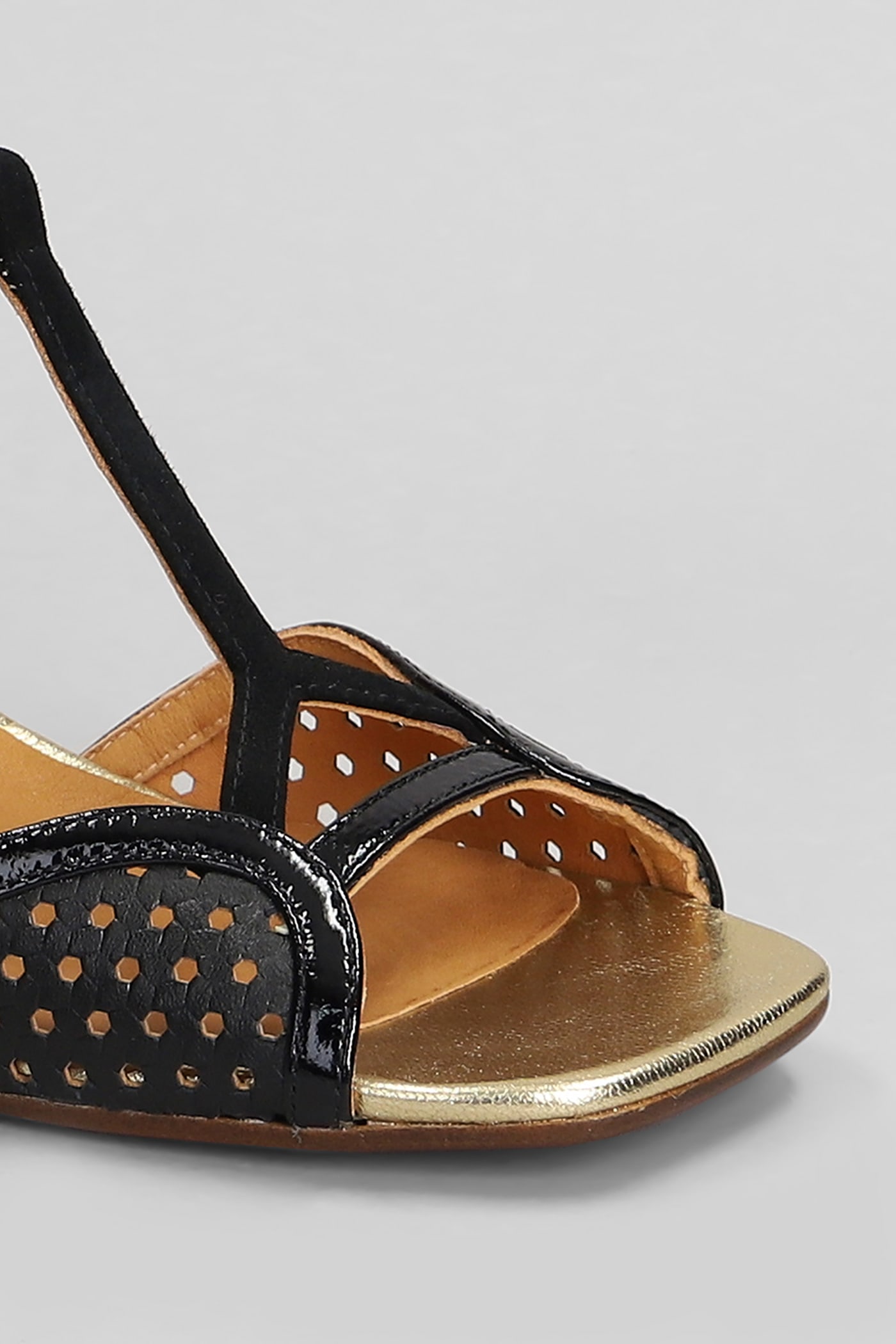 Chie Mihara Sandals In Black Leather And Fabric In Black