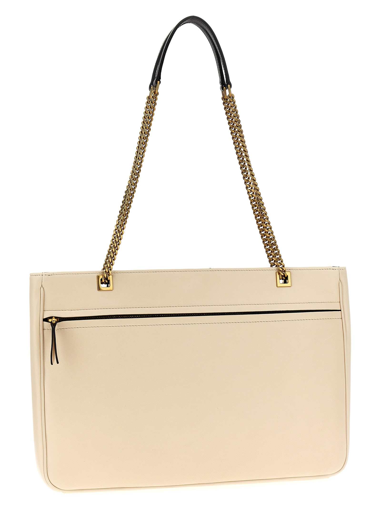 Valentino Garavani Garavani Viva Superstar Medium Nappa Leather Shopping Bag Woman Butter/black Uni In White/black