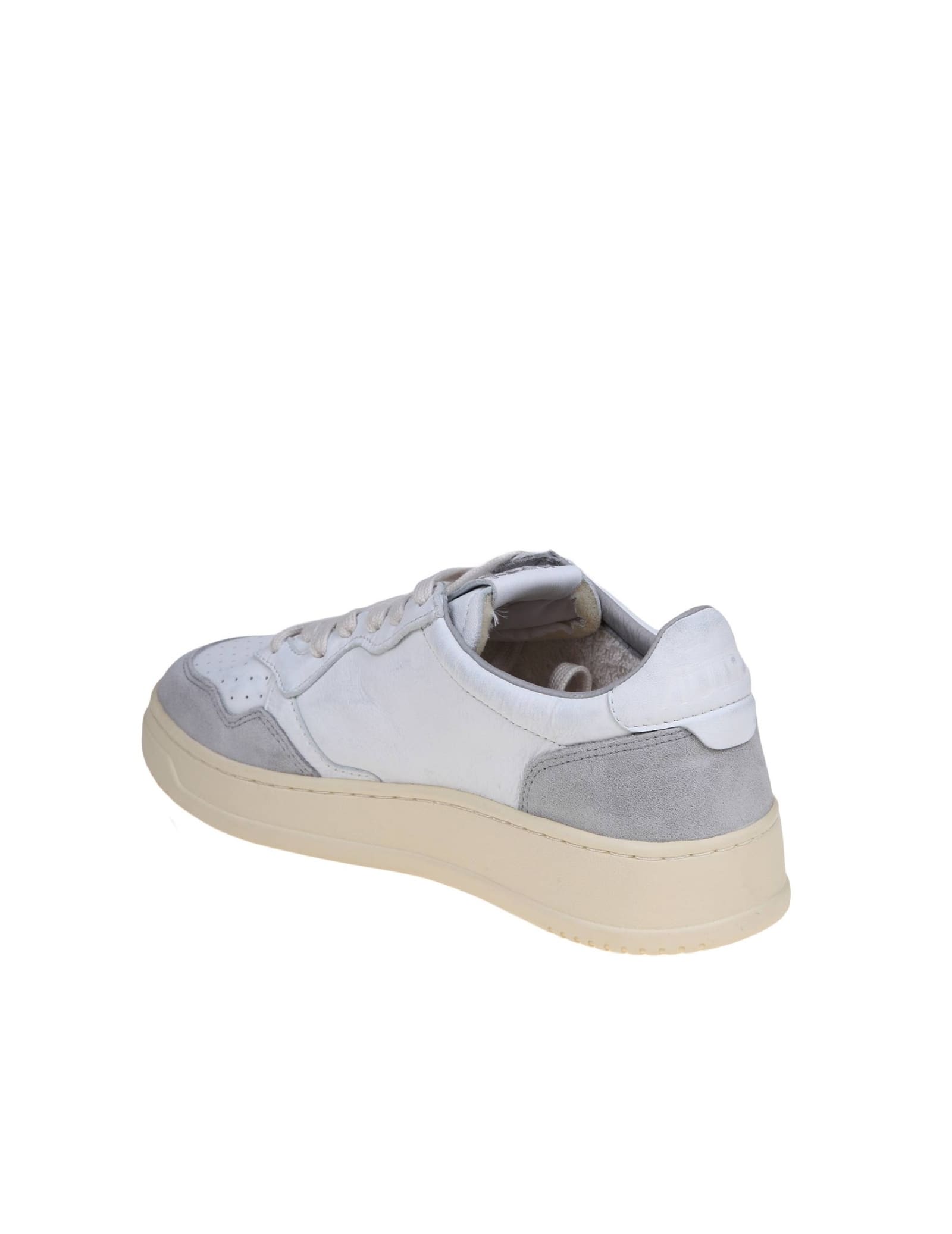 Shop Autry Sneakers In White And Gray Leather And Suede In White Grey