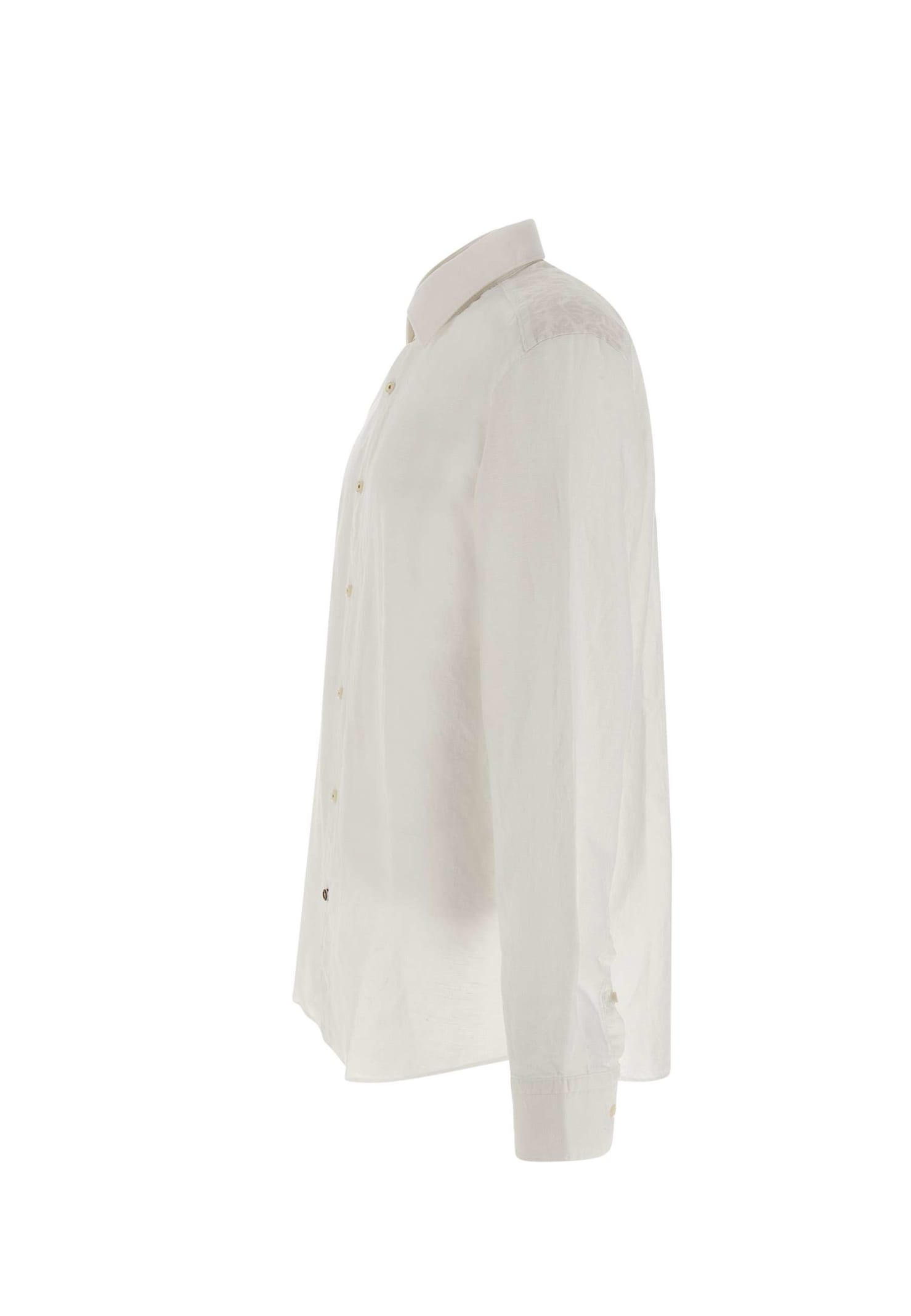 Shop Hugo Boss C-hal-kent Cotton And Linen Shirt In White