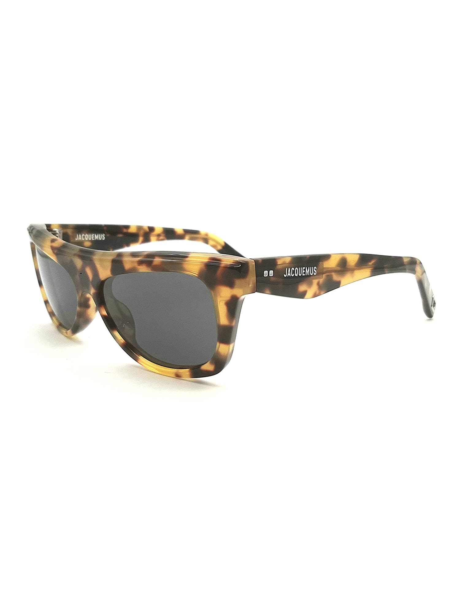 Jacquemus Logo Rectangular Sunglasses In T_shell/ Silver/ Grey