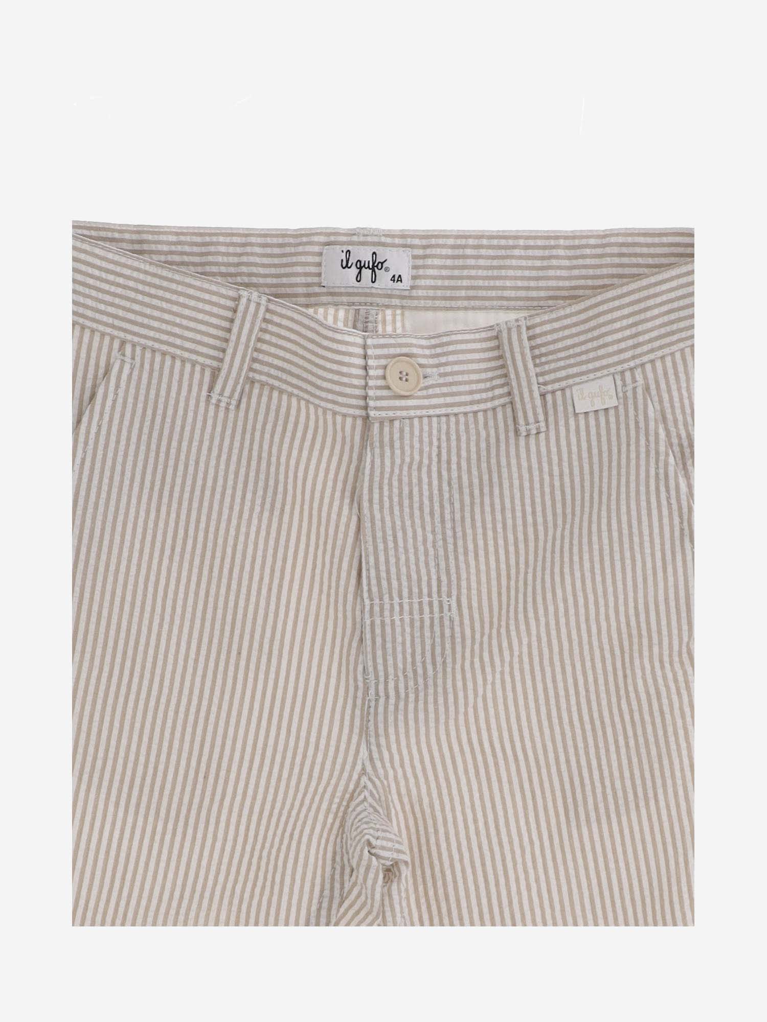 Shop Il Gufo Cotton Pants With Striped Pattern In Rope