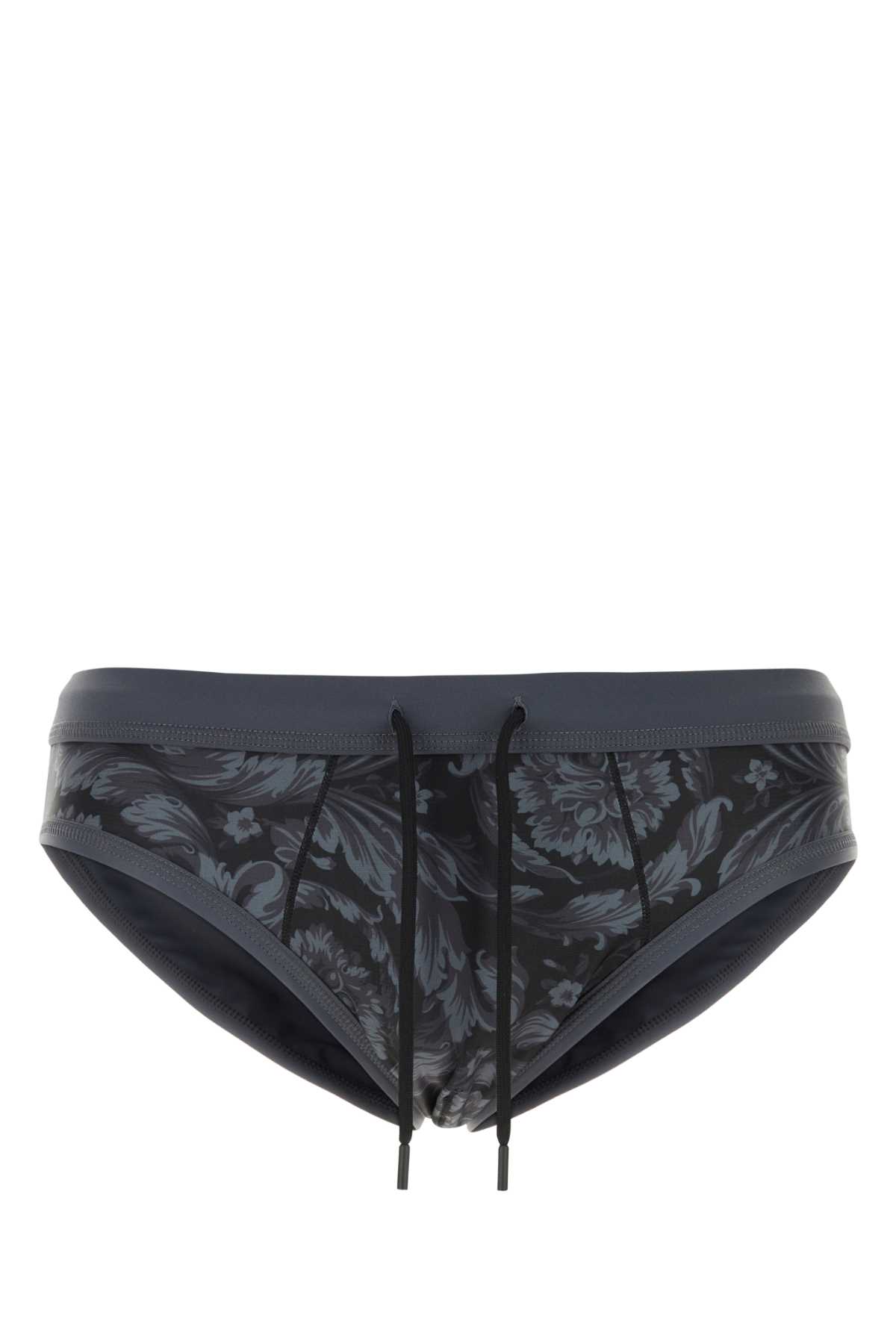 Shop Versace Printed Stretch Polyester Swimming Brief In Black5bc10