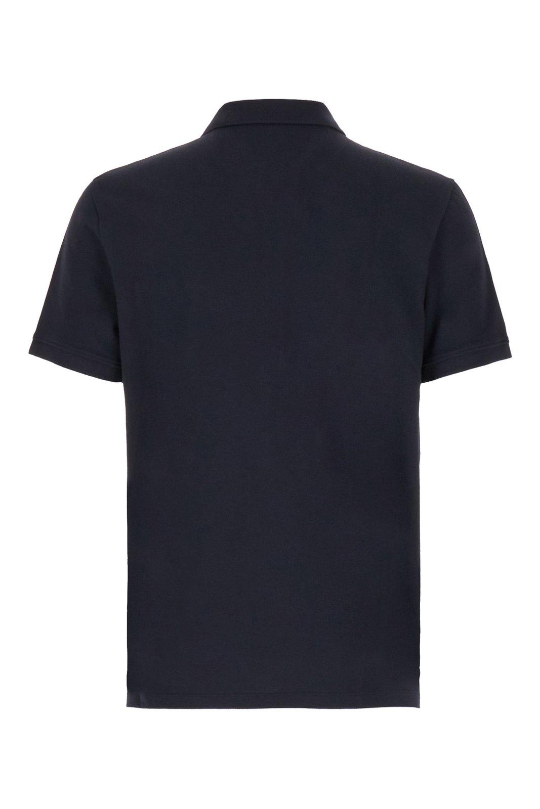 Shop Valentino Button Detailed Short-sleeved Polo Shirt In Blue