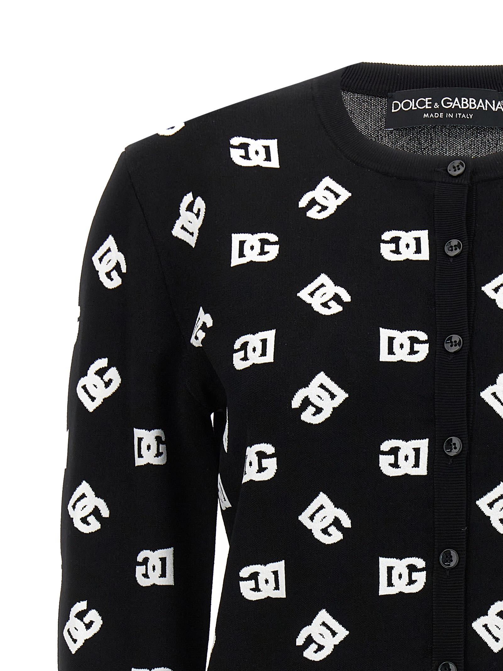 Shop Dolce & Gabbana Logo Cardigan In White/black