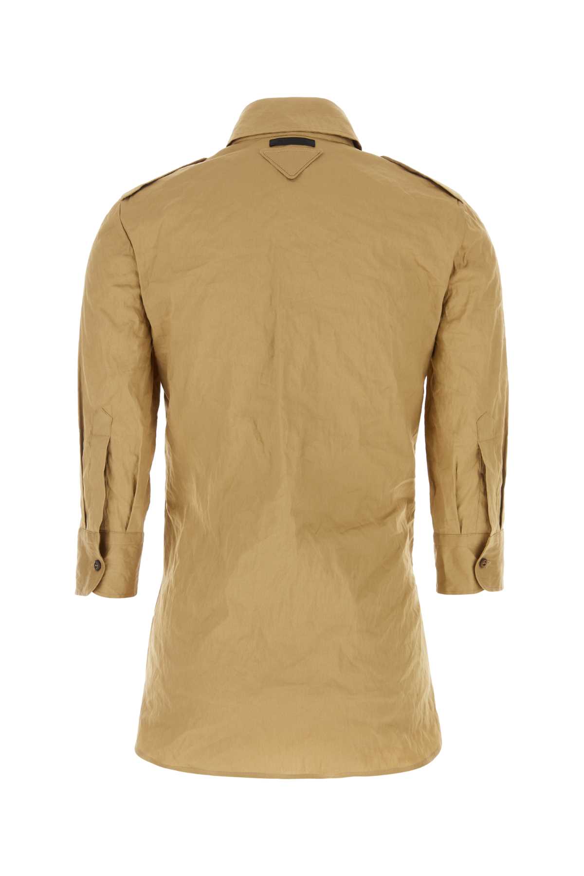 Shop Prada Khaki Stretch Poplin Shirt In Kaki