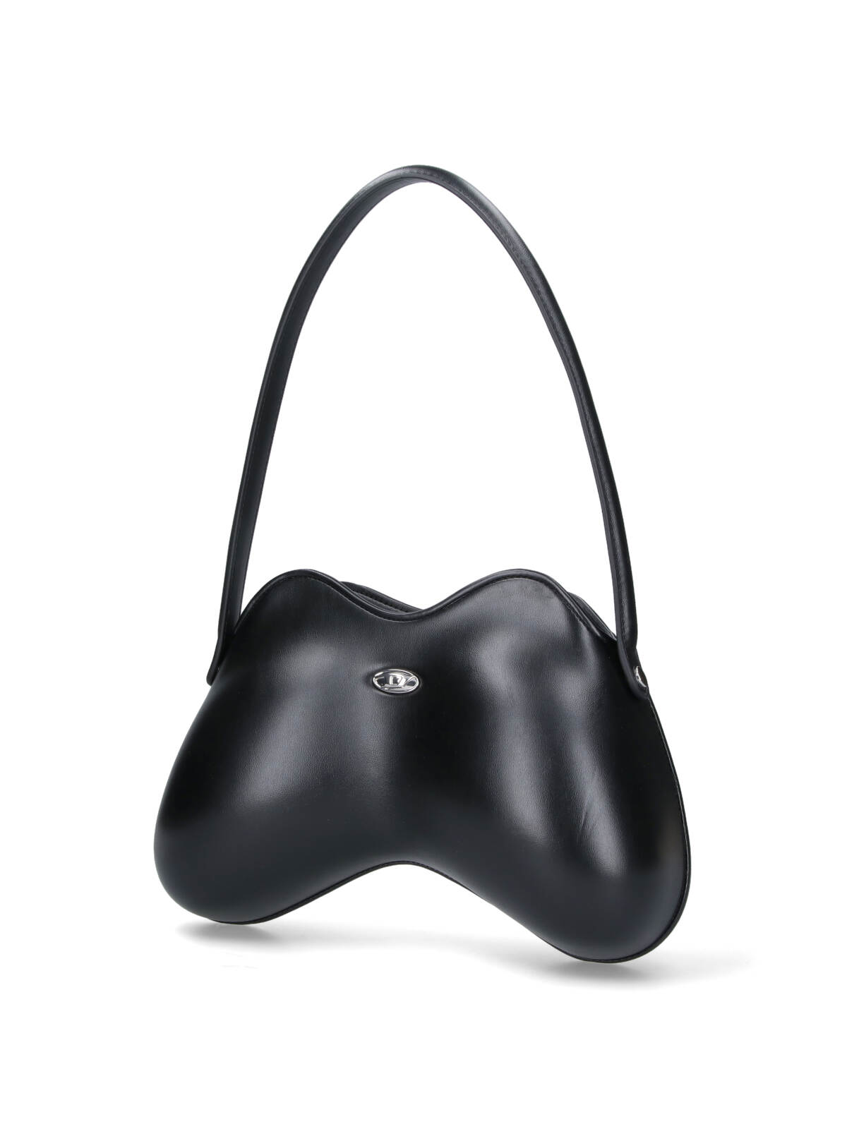 Diesel Minimalist Black Tote Bag With Silver Logo In Black