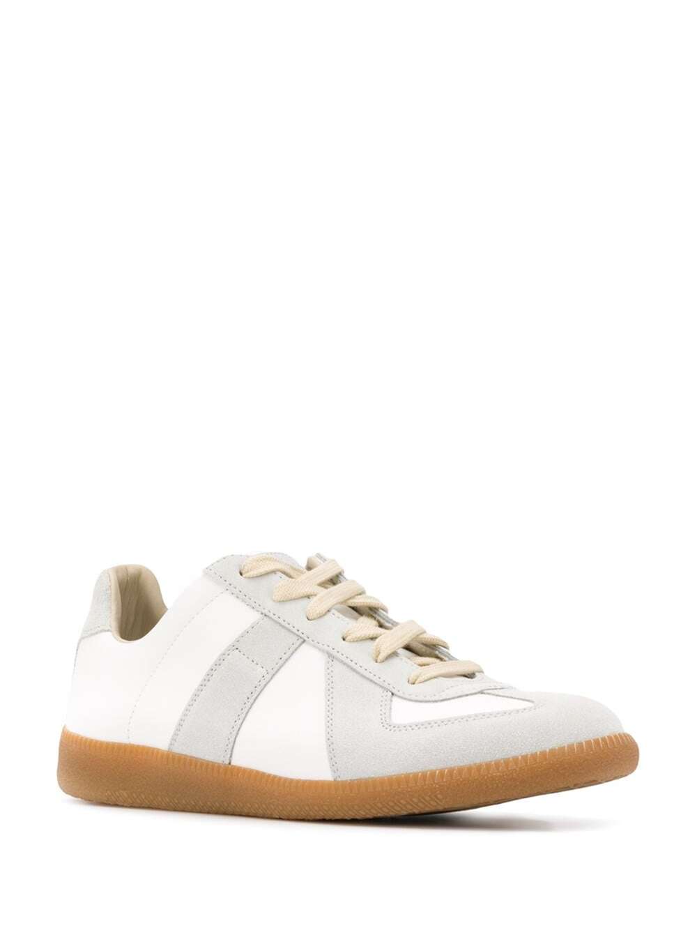 Shop Maison Margiela Womans Bicolor Leather Replica Sneakers In White