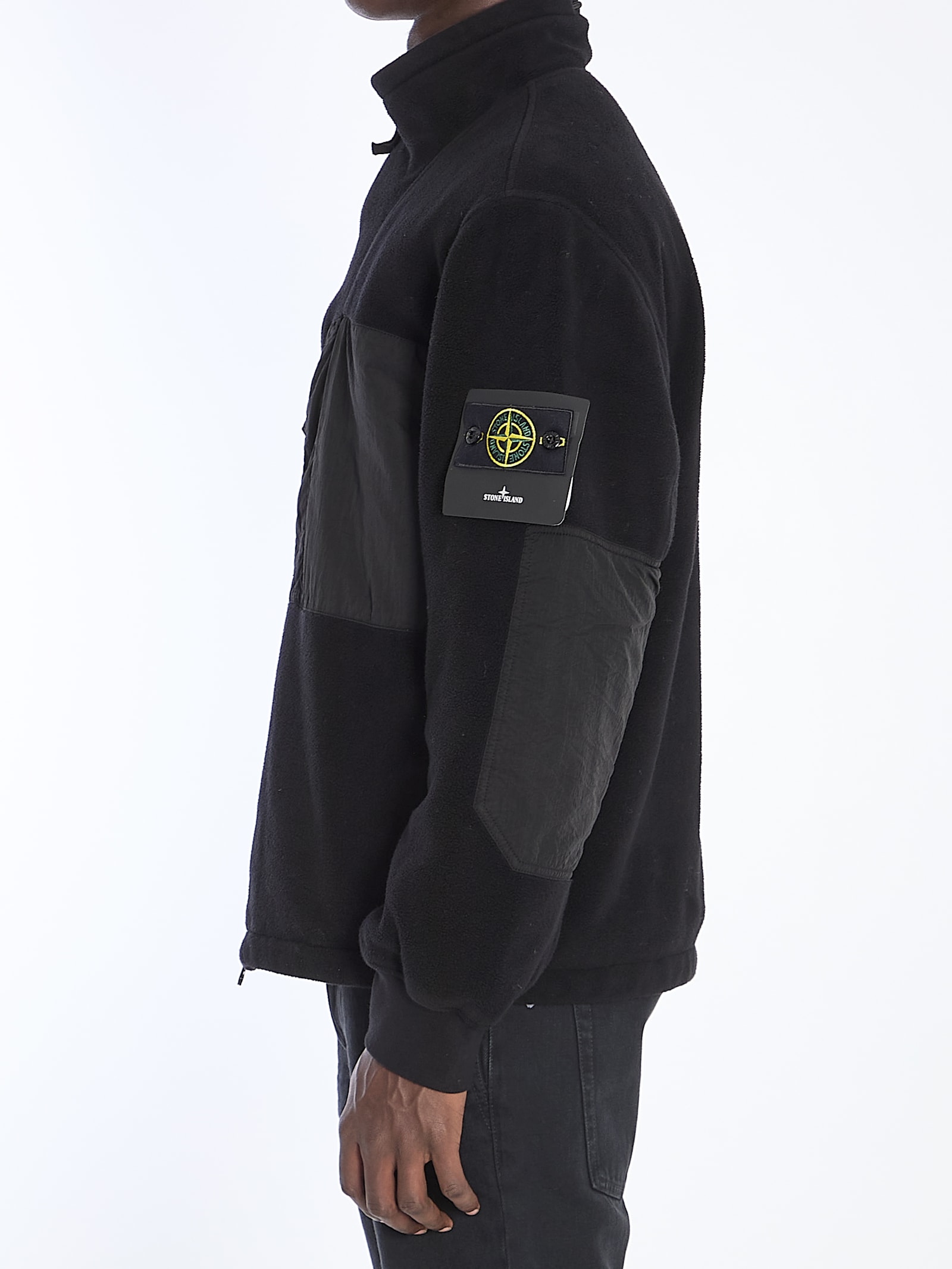 Shop Stone Island Teddy-effect Jacket In Black