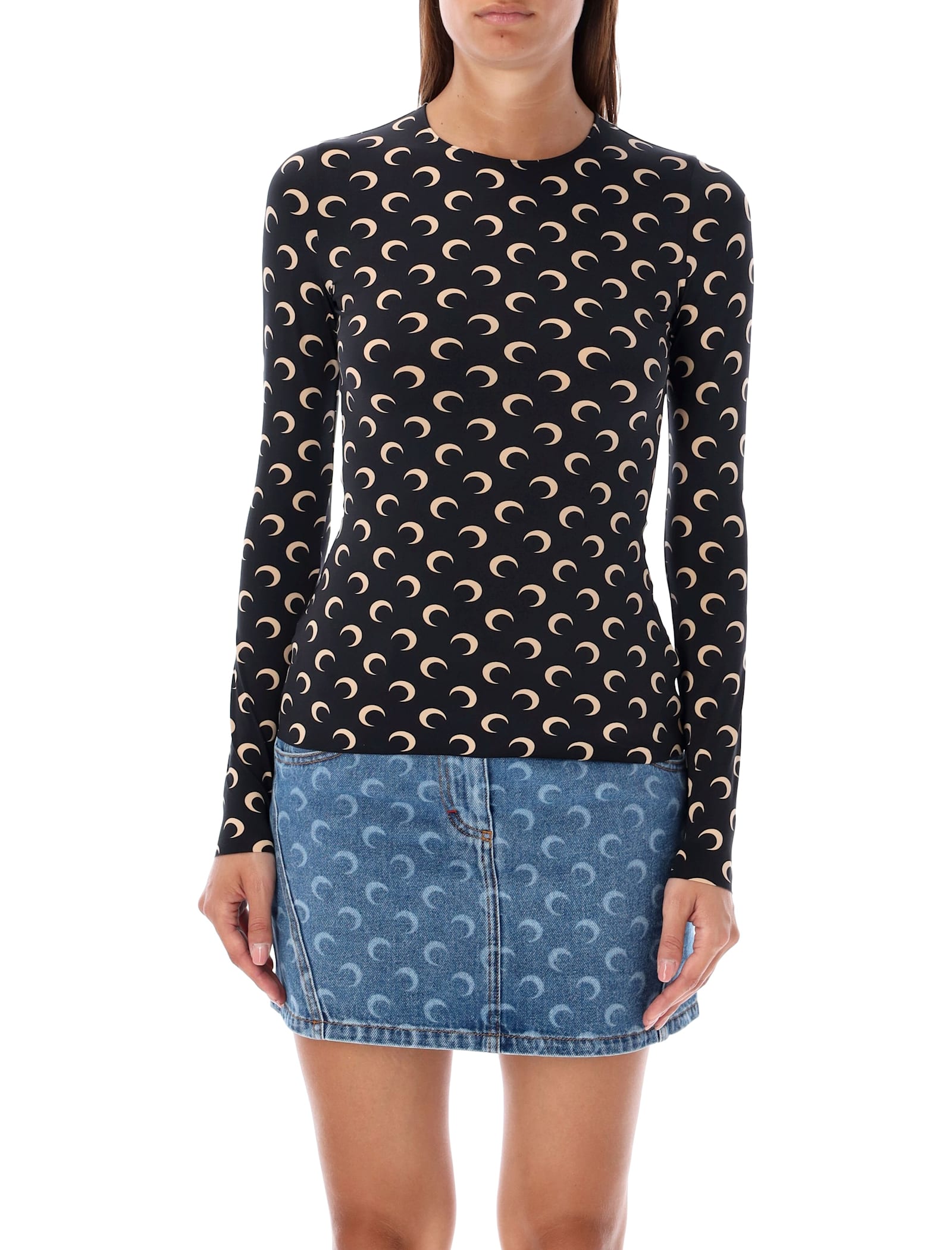 Marine Serre Moon Round Neck Second Skin Top