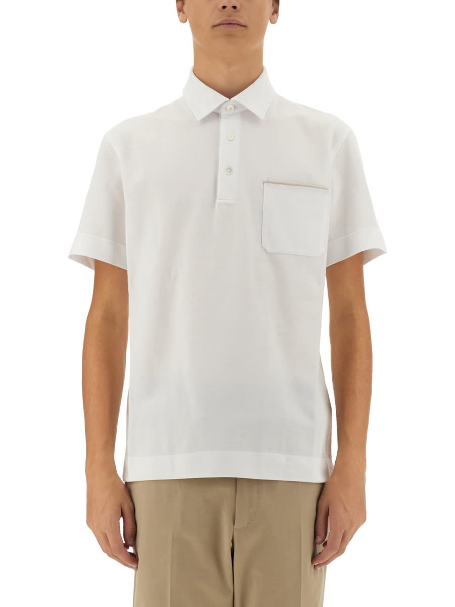 Shop Zegna Cotton Polo In White