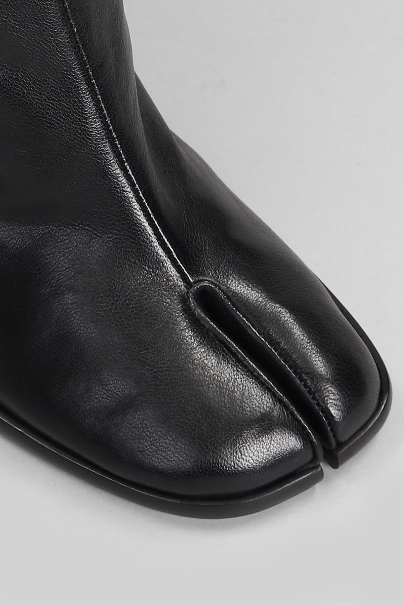 Shop Maison Margiela Tabi High Heels Boots In Black Leather