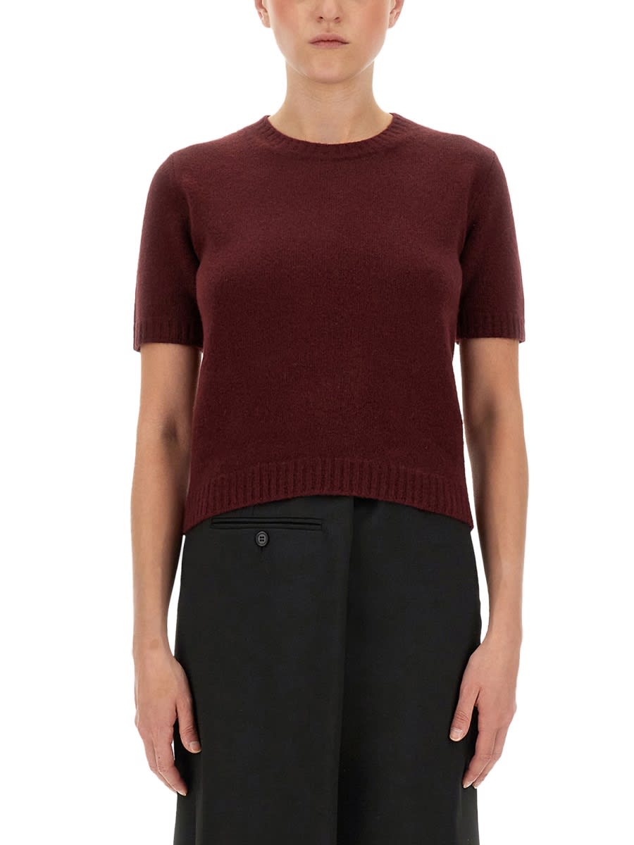 Shop Maison Margiela Wool Jersey. In Bordeaux