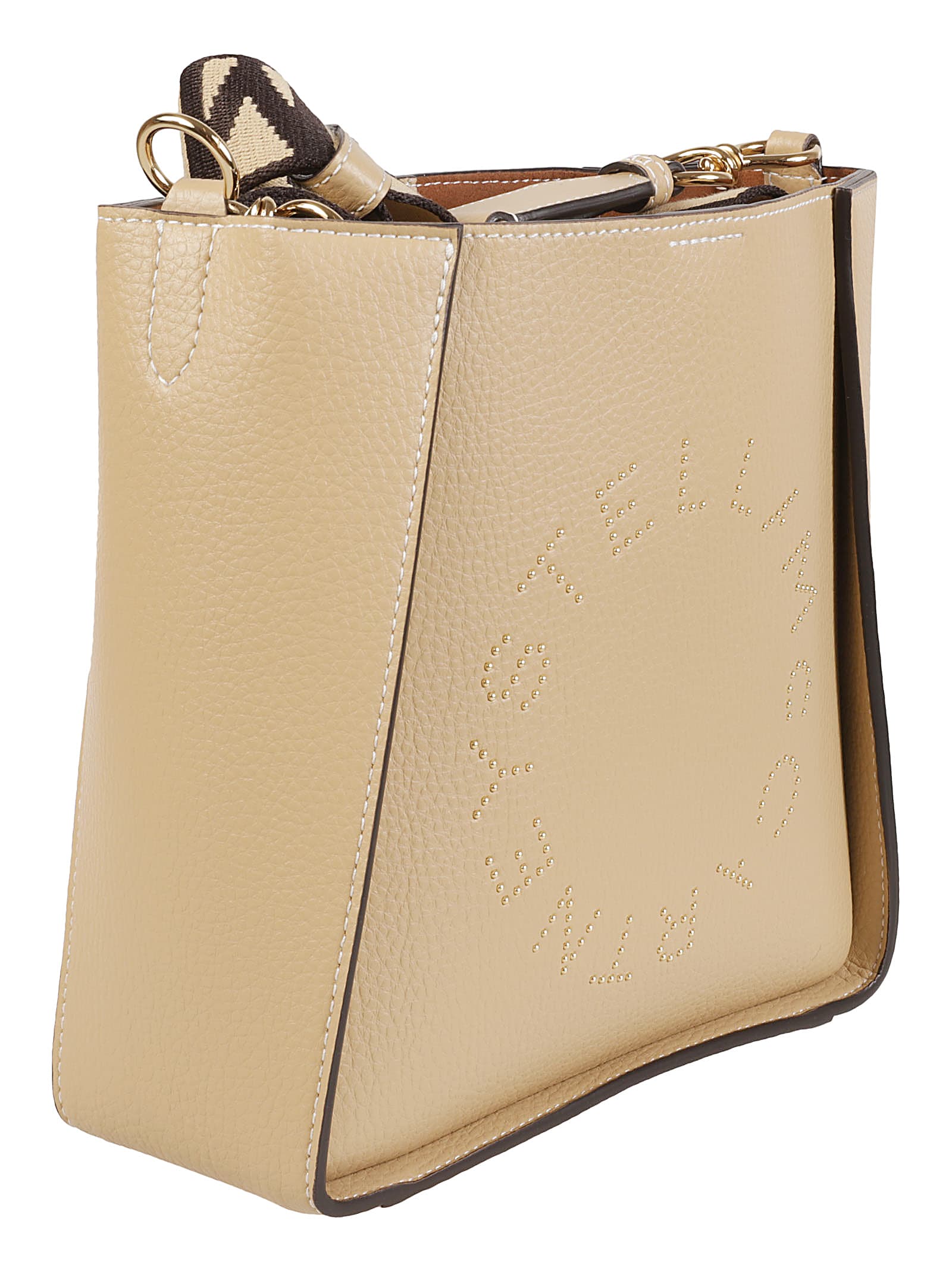 Shop Stella Mccartney Mini Embossed Shoulder Bag In Brown