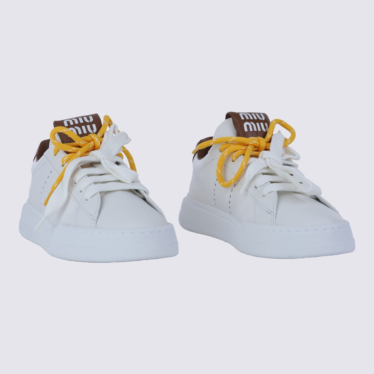Miu Miu White Leather Sneakers In White