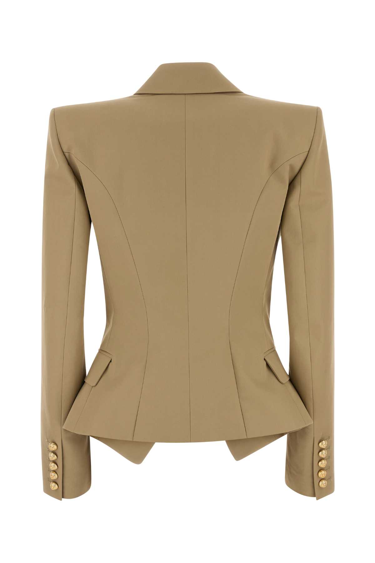 Shop Balmain Cappuccino Cotton Blazer In Beige