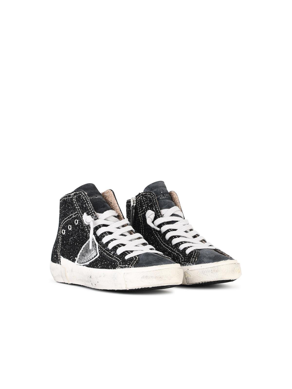 Shop Philippe Model Prsx Black Suede Blend Sneakers