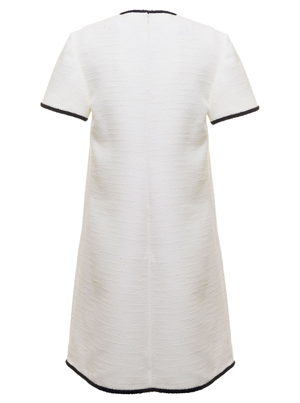 VALENTINO BLACK AND WHITE TWEED DRESS WITH VLOGO DETAILS VALENITNO WOMAN