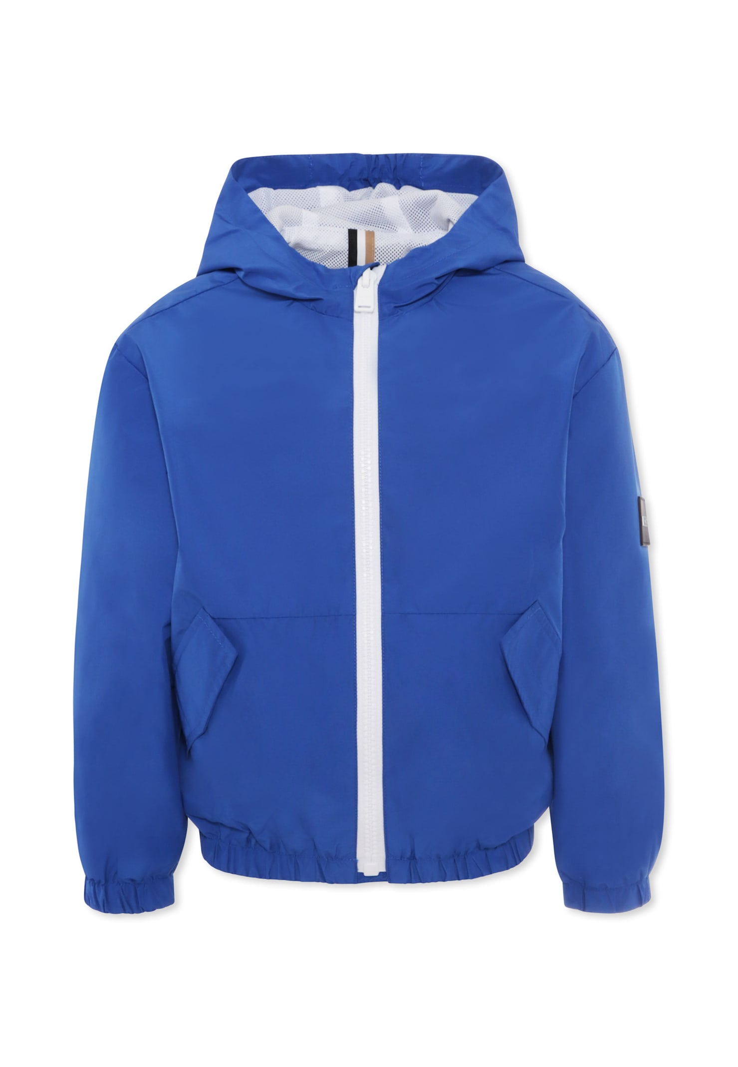 Hugo Boss Kids' Light Blue Windbreaker Jacket For Boy With Logo